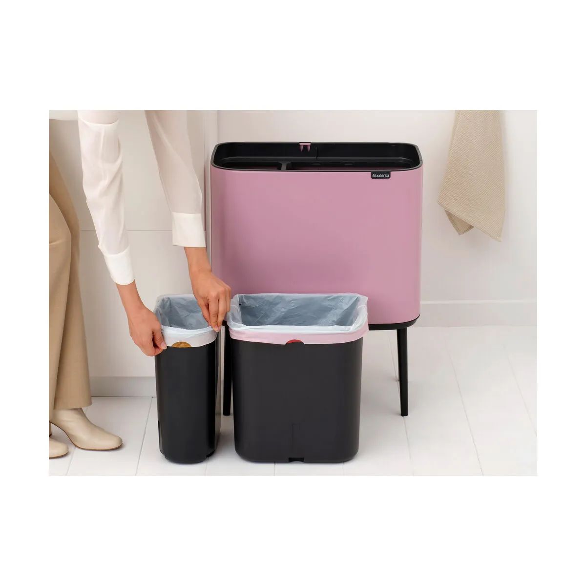 Brabantia Spande uden pedal Bo Touch affaldsspand i Lilac Pink, 11 + 23 liter, 3