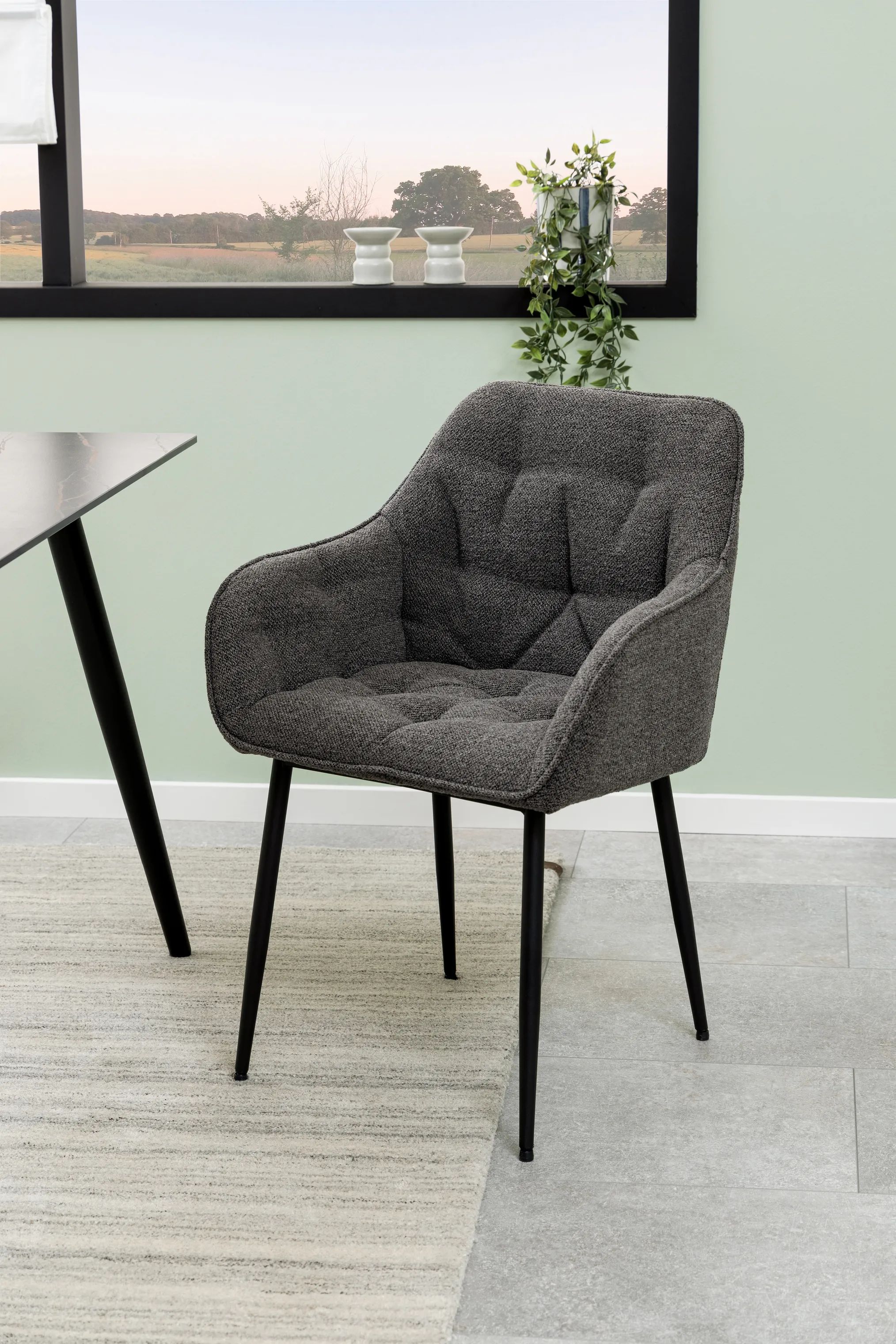 CASA Living Spisebordsstole Brooke Spisebordsstol - 2 stk. i Mørk antracit/sort, 2