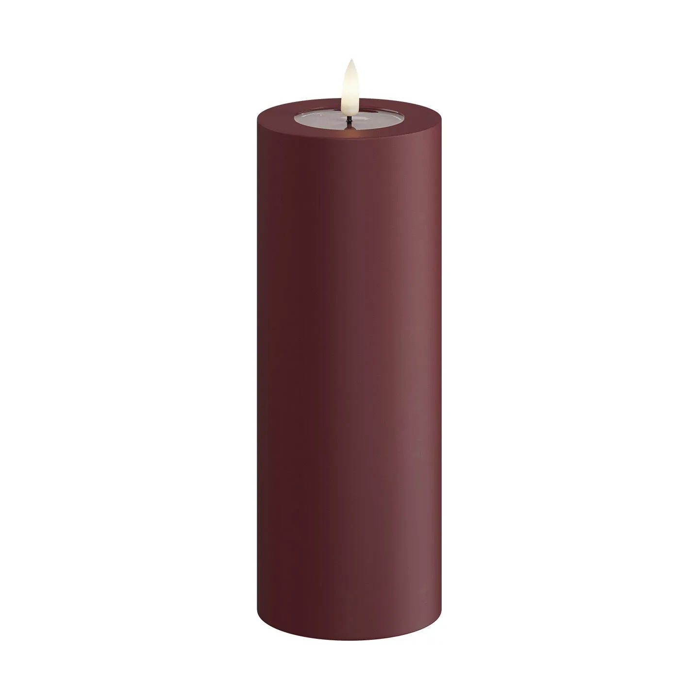 Deluxe Homeart LED-lys Real Flame LED Udendørs Bloklys i Bordeaux, H20 x Ø7,5 cm, 1