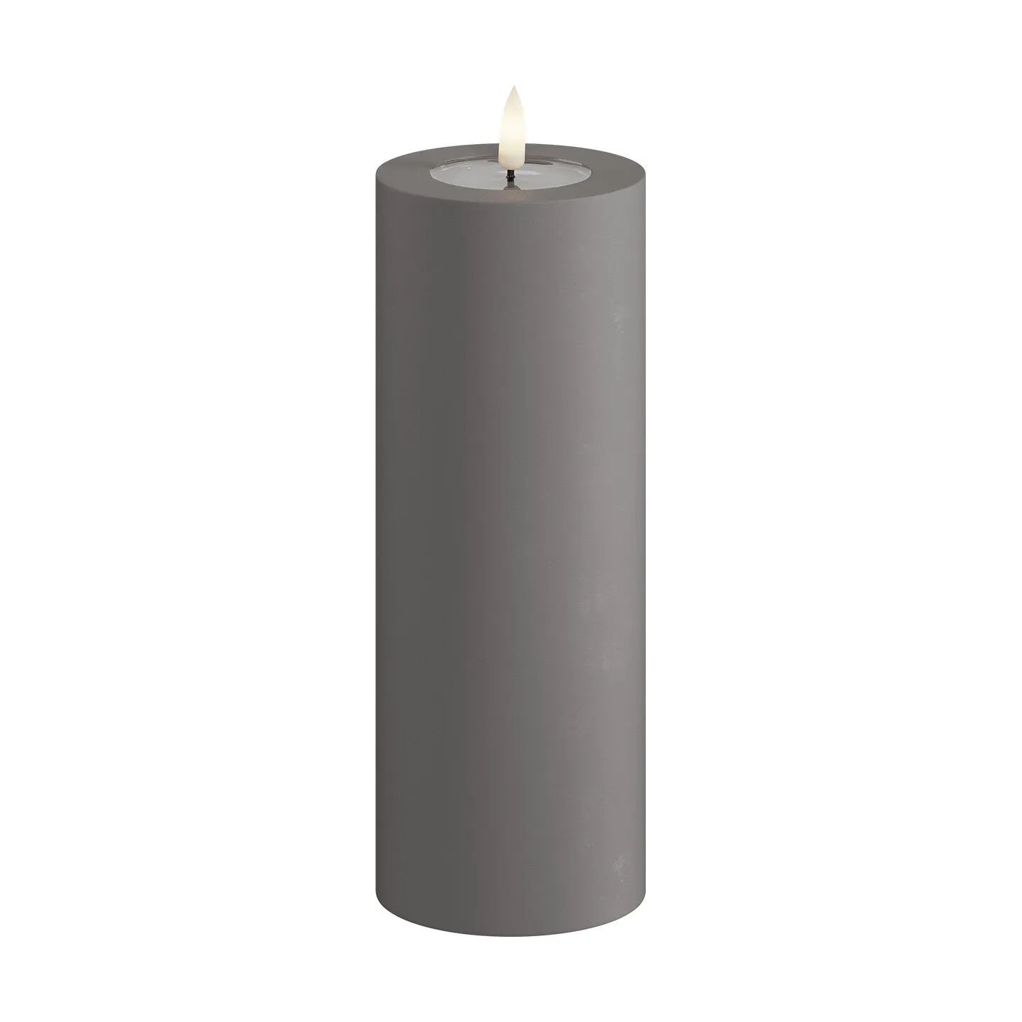 Deluxe Homeart LED-lys Real Flame LED Udendørs Bloklys i Grå, H20 x Ø7,5 cm, 1