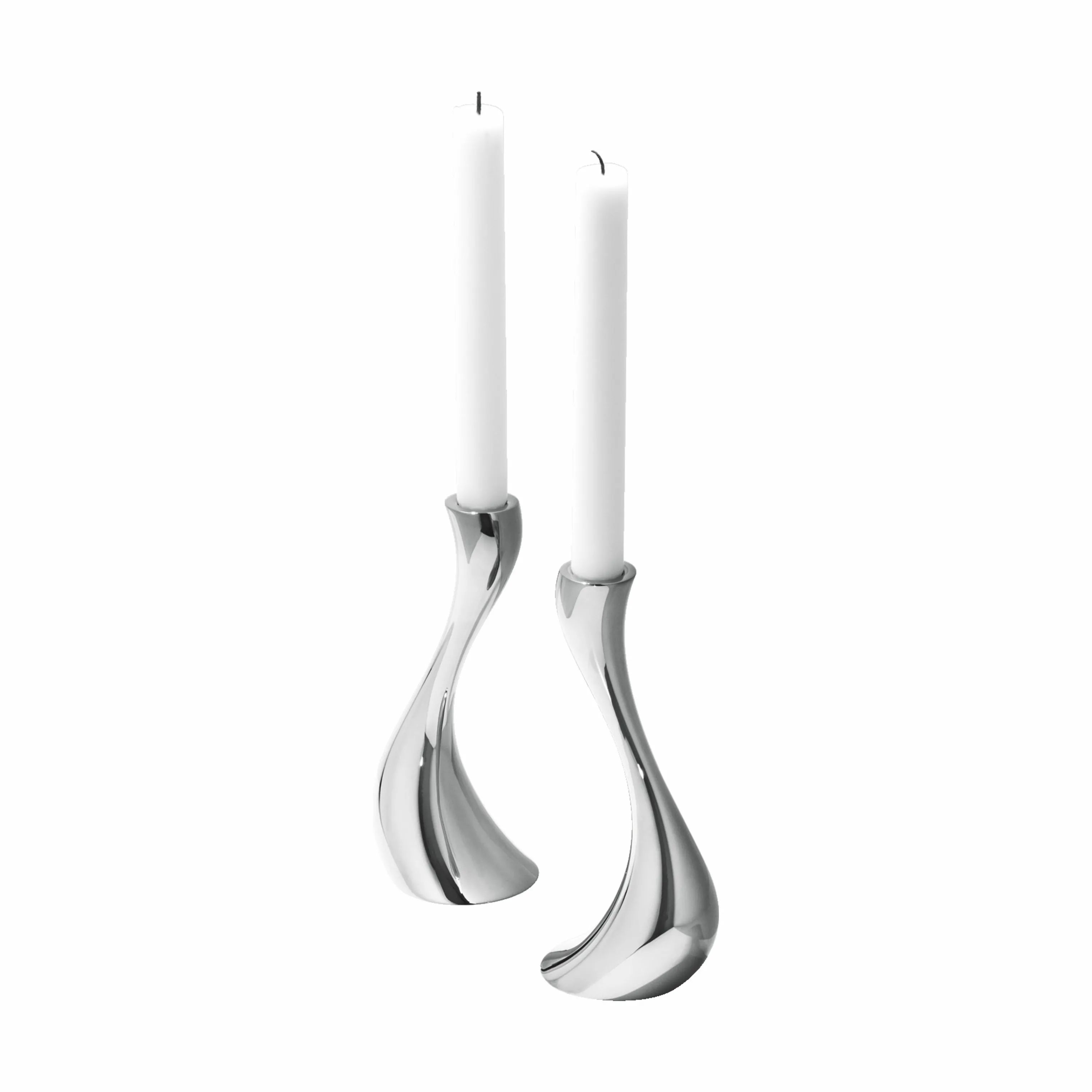 Georg Jensen Kronelysestage Cobra Lysestagesæt m. stearinlys - 2 stk. i Blank/Stål, 20 cm, 3
