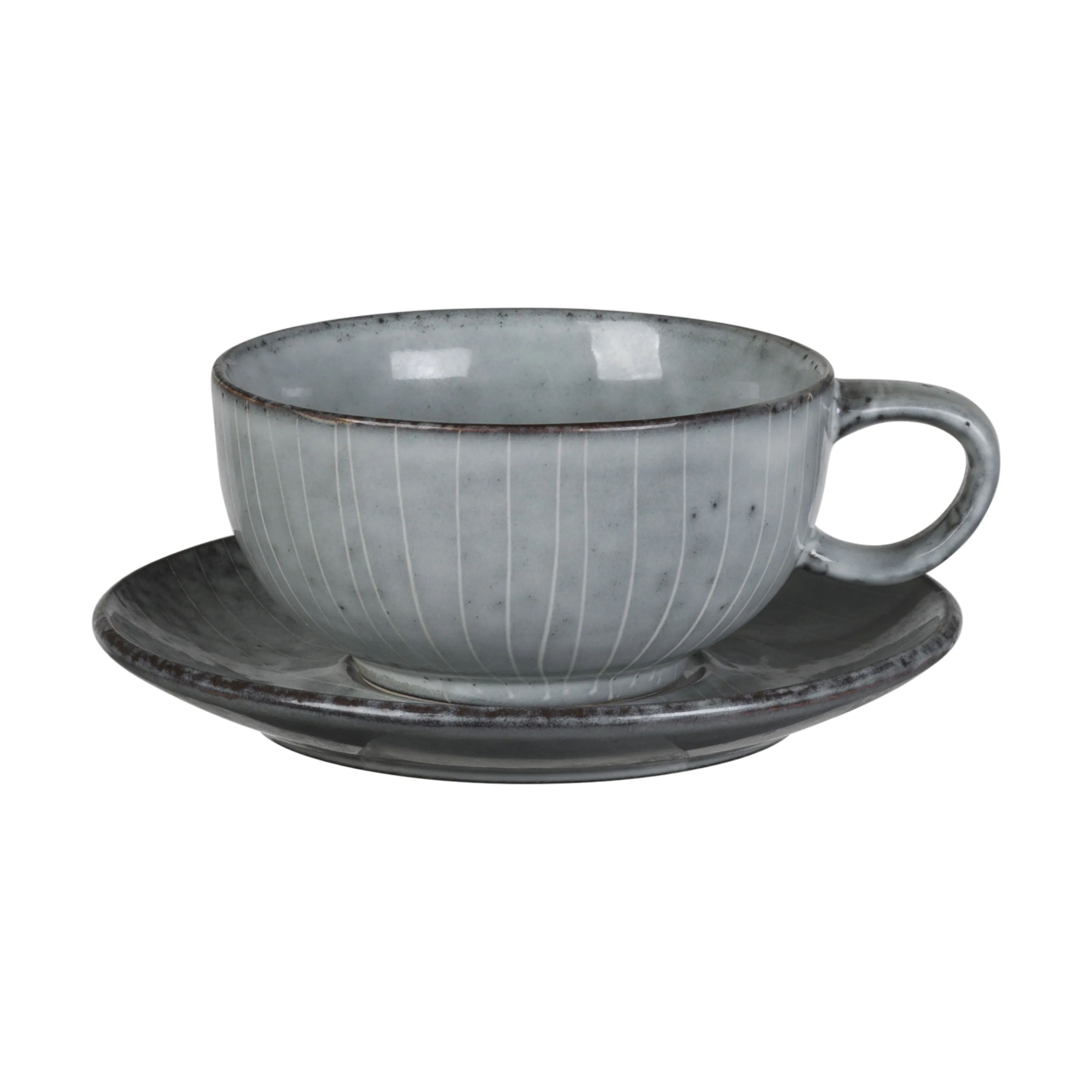 Broste Copenhagen Krus og kopper med hank Nordic Sea Kop m. Underkop i Soft Blue, 1