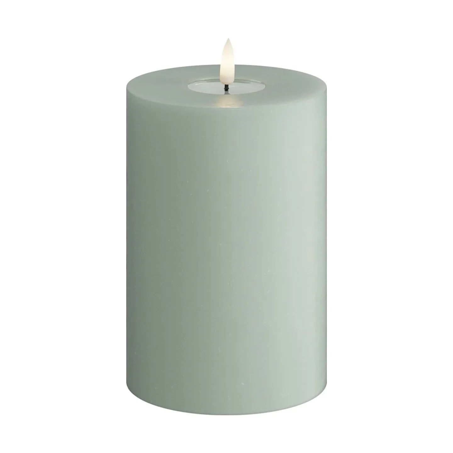 Deluxe Homeart LED-lys Real Flame LED Bloklys i Salvie grøn, 15 cm, 1