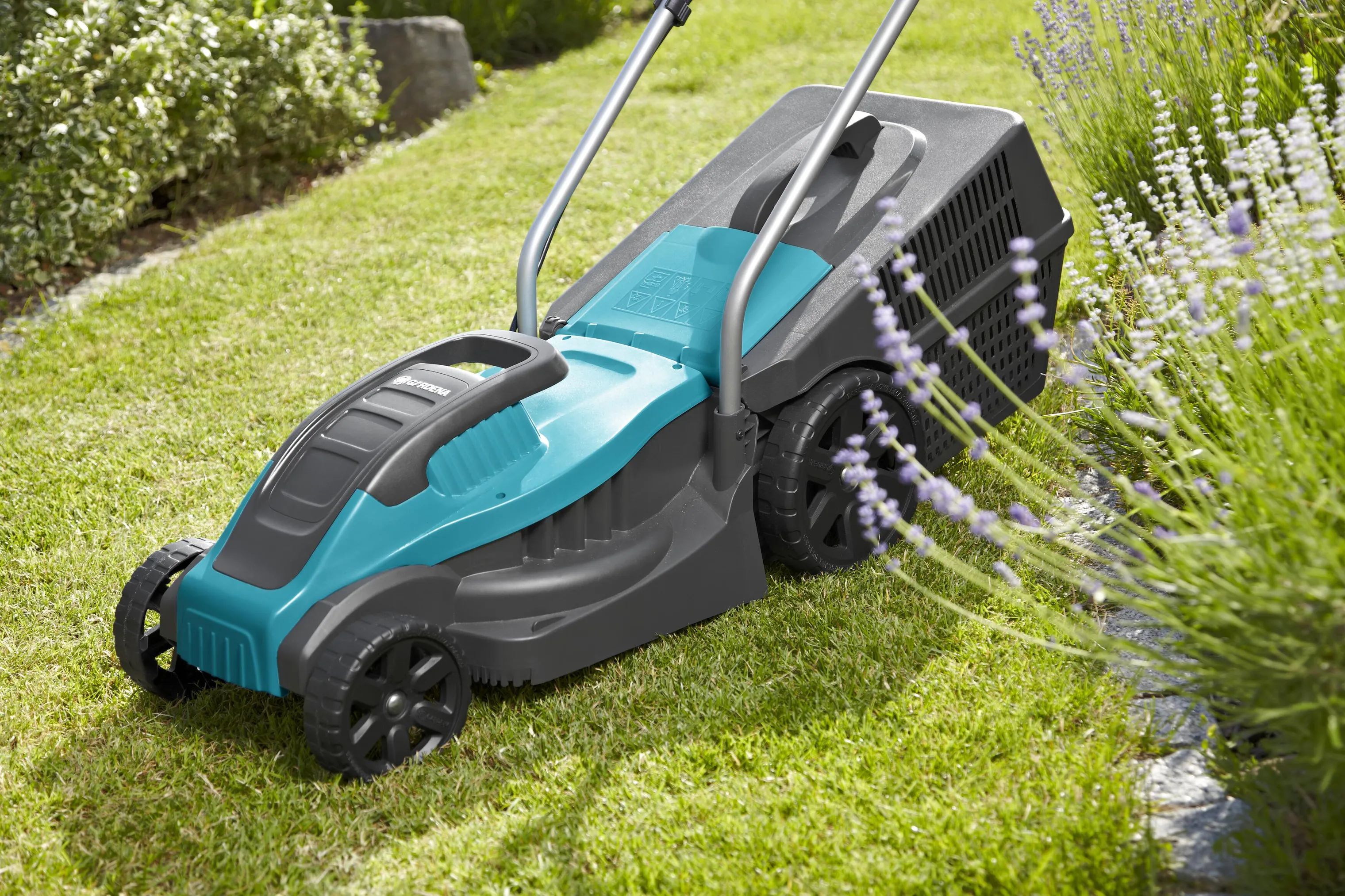 Gardena Havemaskiner PowerMax Plæneklipper i Grå/orange/turkis, 3