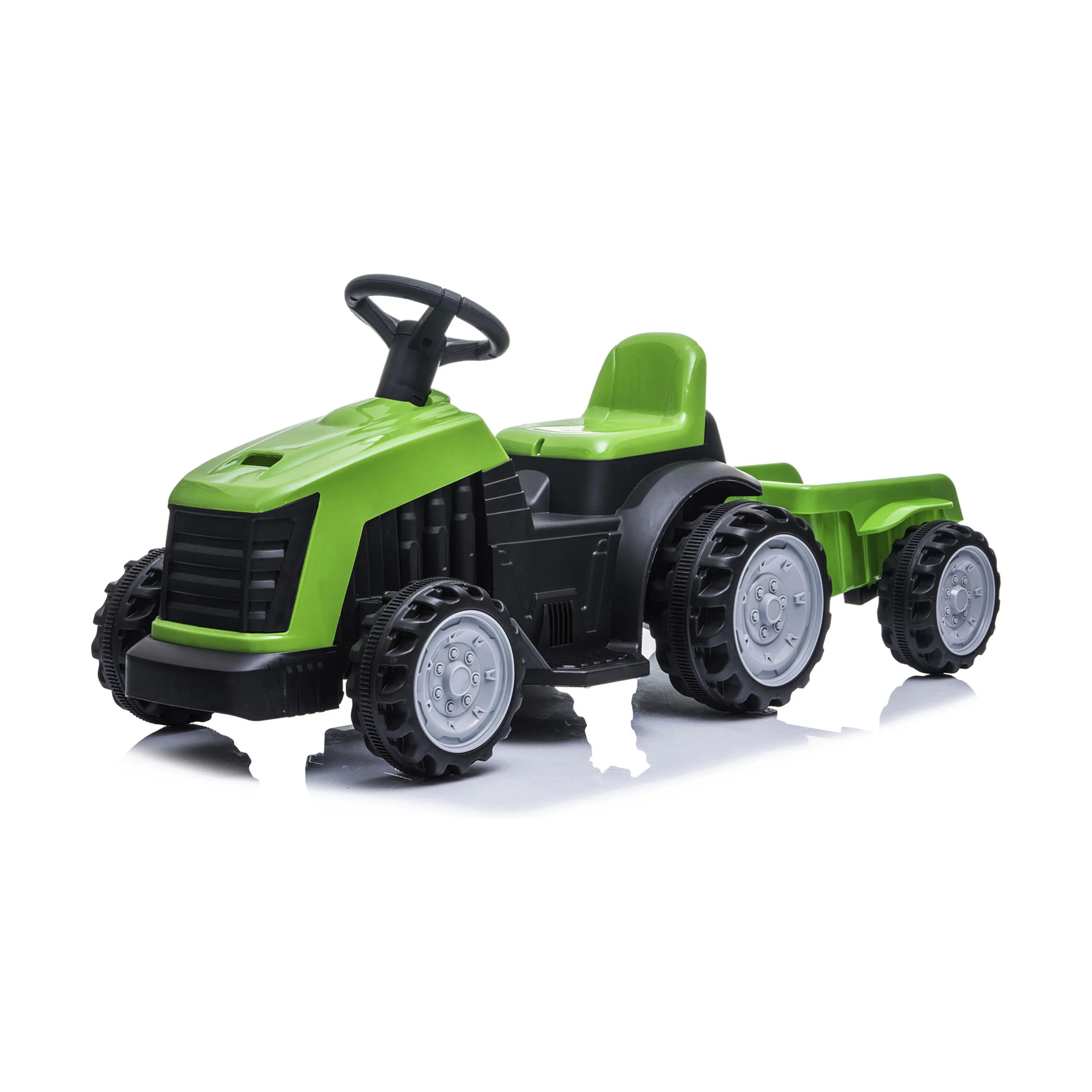 NORDIC PLAY Speed El-biler til børn Elektrisk Bil - Traktor med trailer i Grøn/Sort/Grå, 1