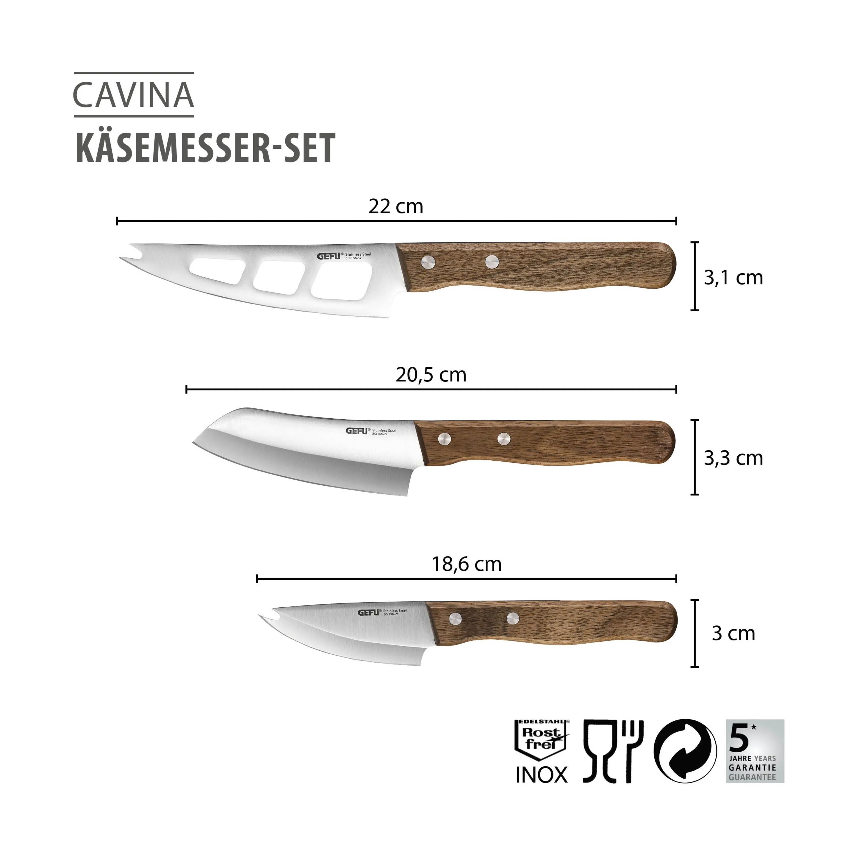 Gefu Osteknive Cavina Ostesæt - 3 dele i Sølv/Brun, 3