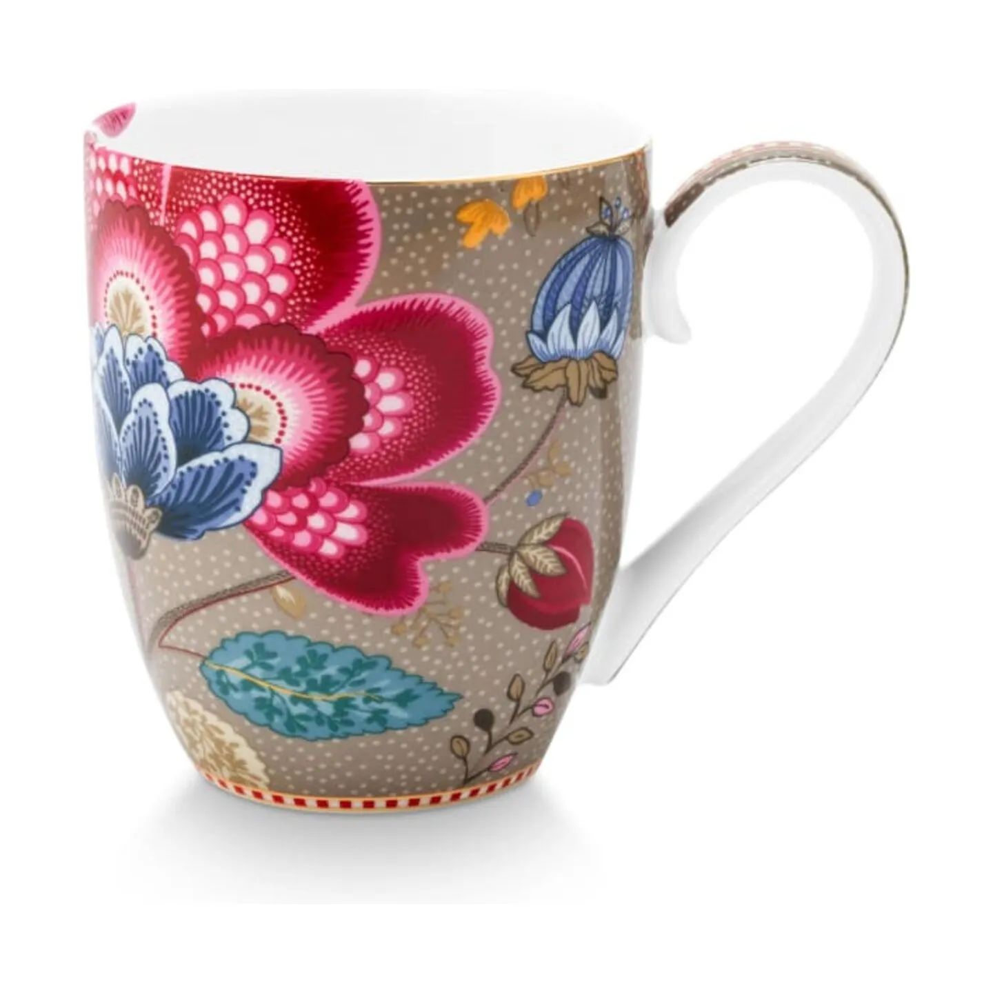 PIP Studio Krus og kopper med hank Blooming Tales Krus i Khaki, 45 cl, 1