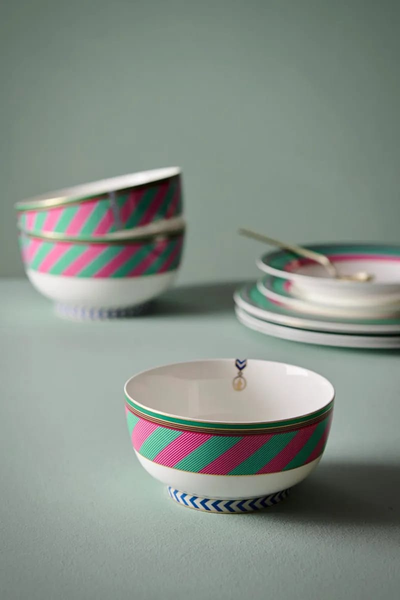 PIP Studio Serveringsskåle Pip Chique Skål i Grøn/pink, 15,5 cm, 2