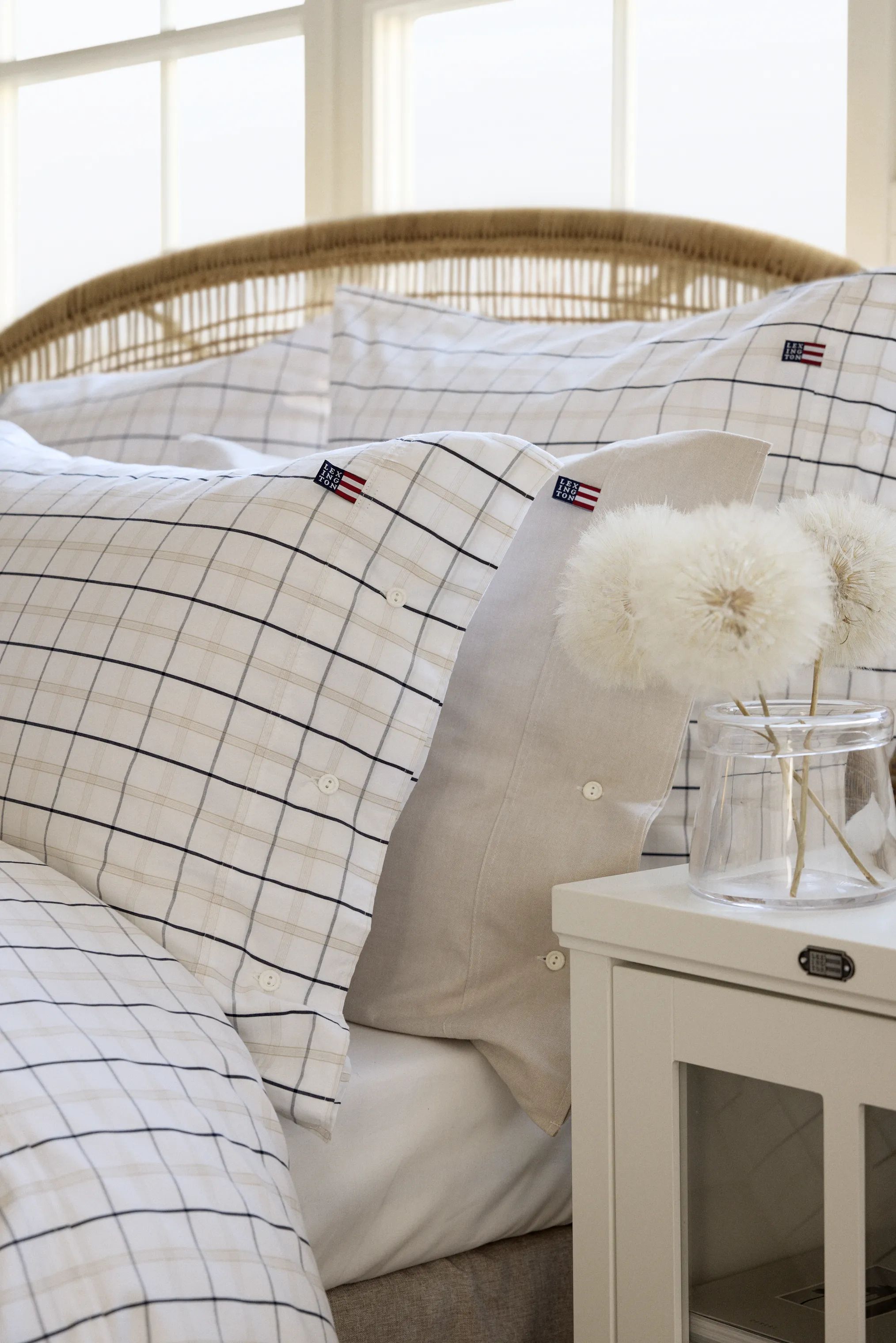 Lexington Hovedpudebetræk Icons Checked Hovedpudebetræk i White/Beige/Navy, 3