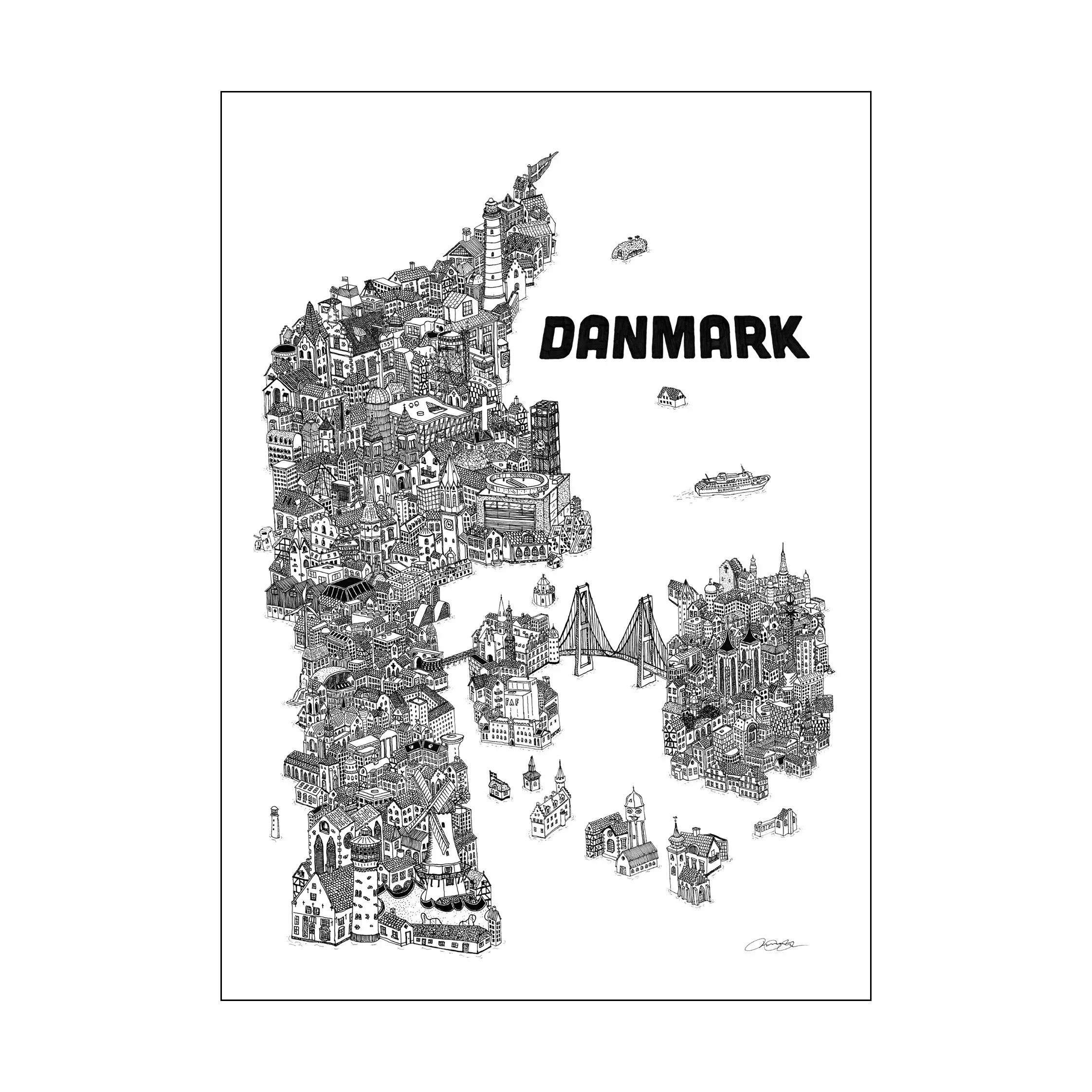 Poster&Frame Plakater plakat - Danmark i B70 x L100 cm, 1