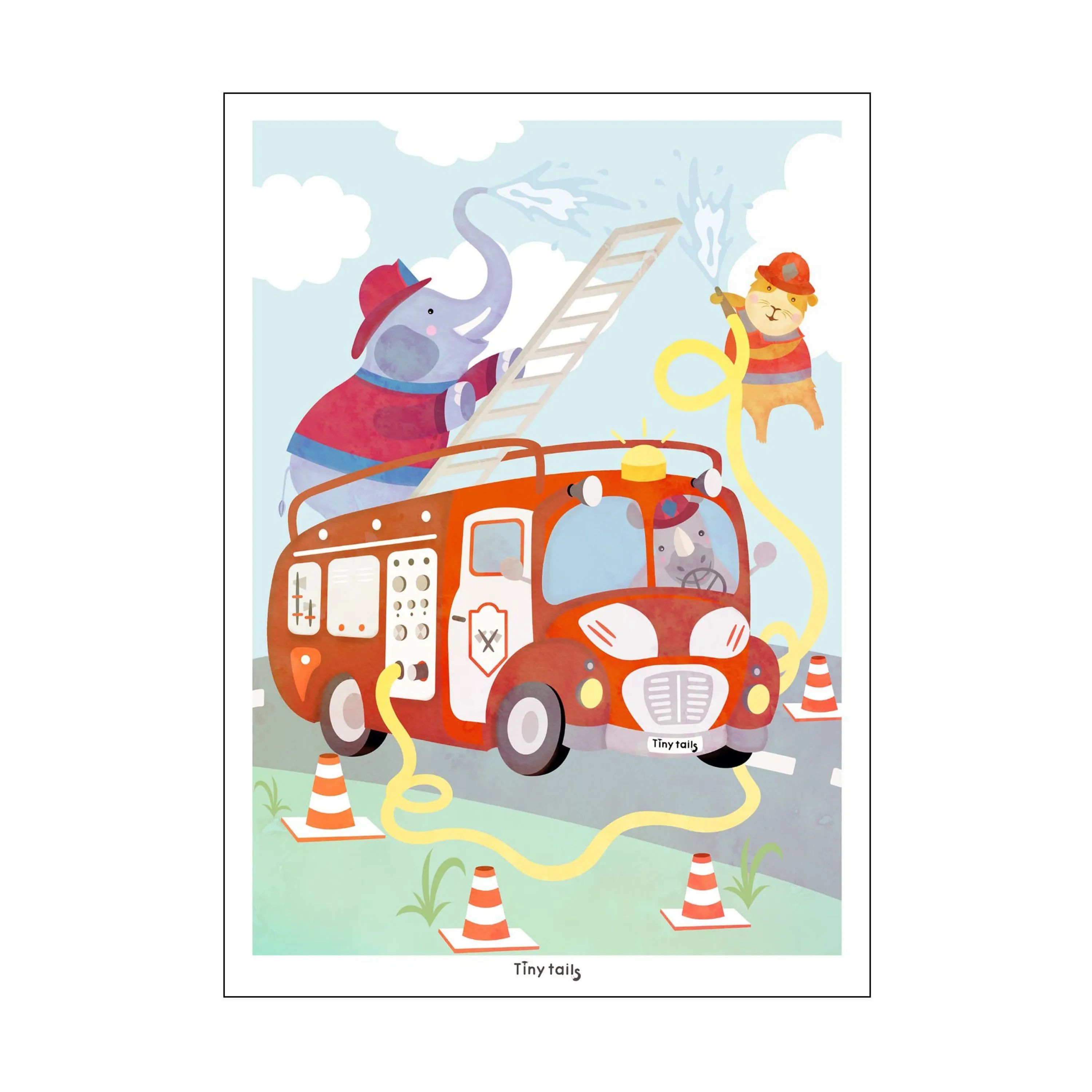 Poster&Frame Plakater Plakat - Brandbil i B50 x L70 cm, 1