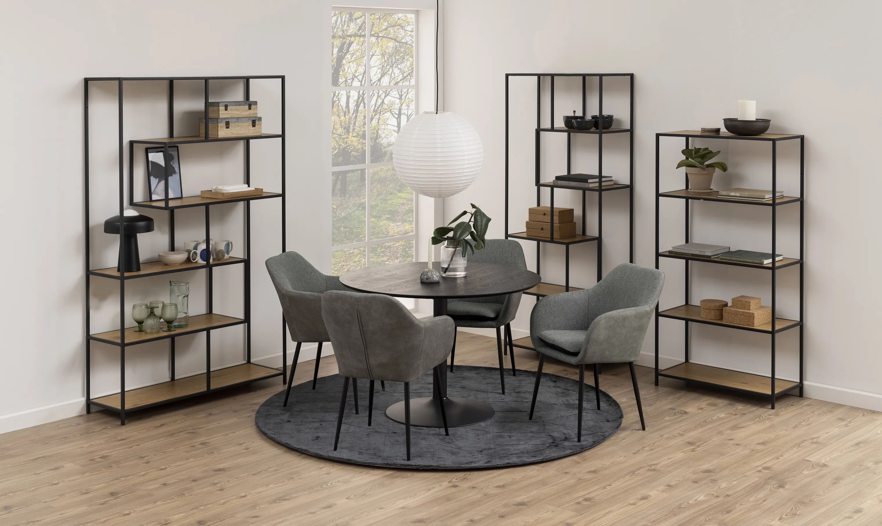 CASA Living Reoler og tilbehør Seaford Reol i Vild eg/mat sort, 3