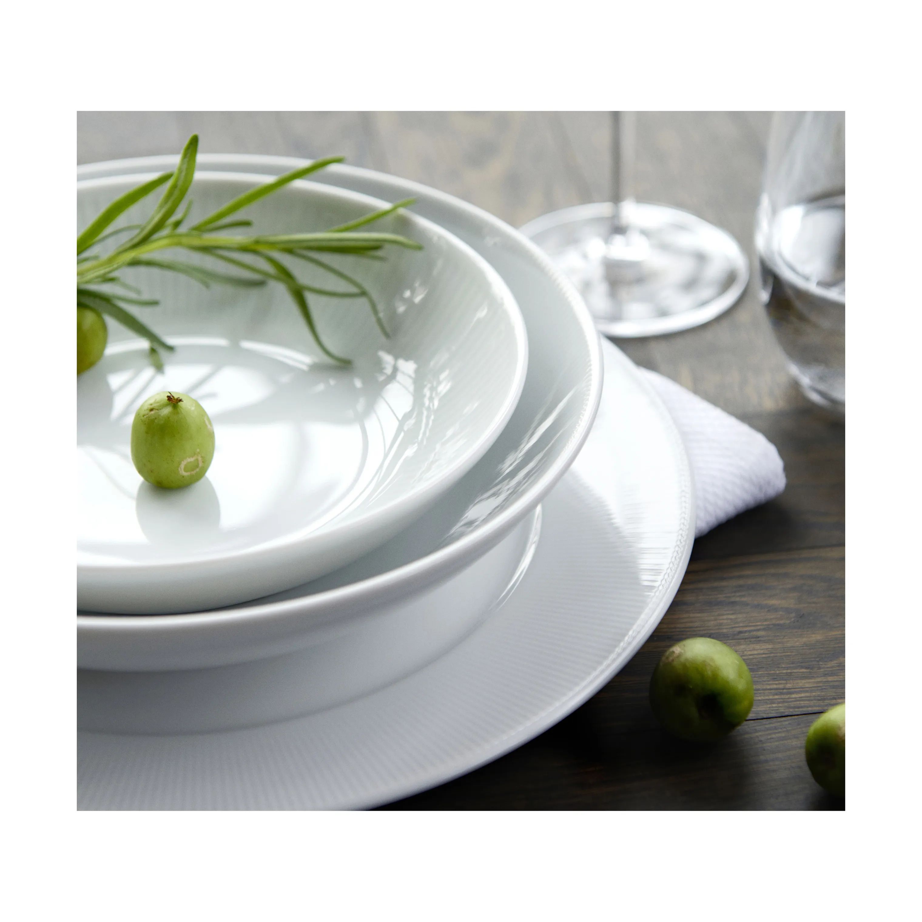 Pillivuyt Middagstallerkener Eventail Tallerken i Hvid, 28 cm, 4