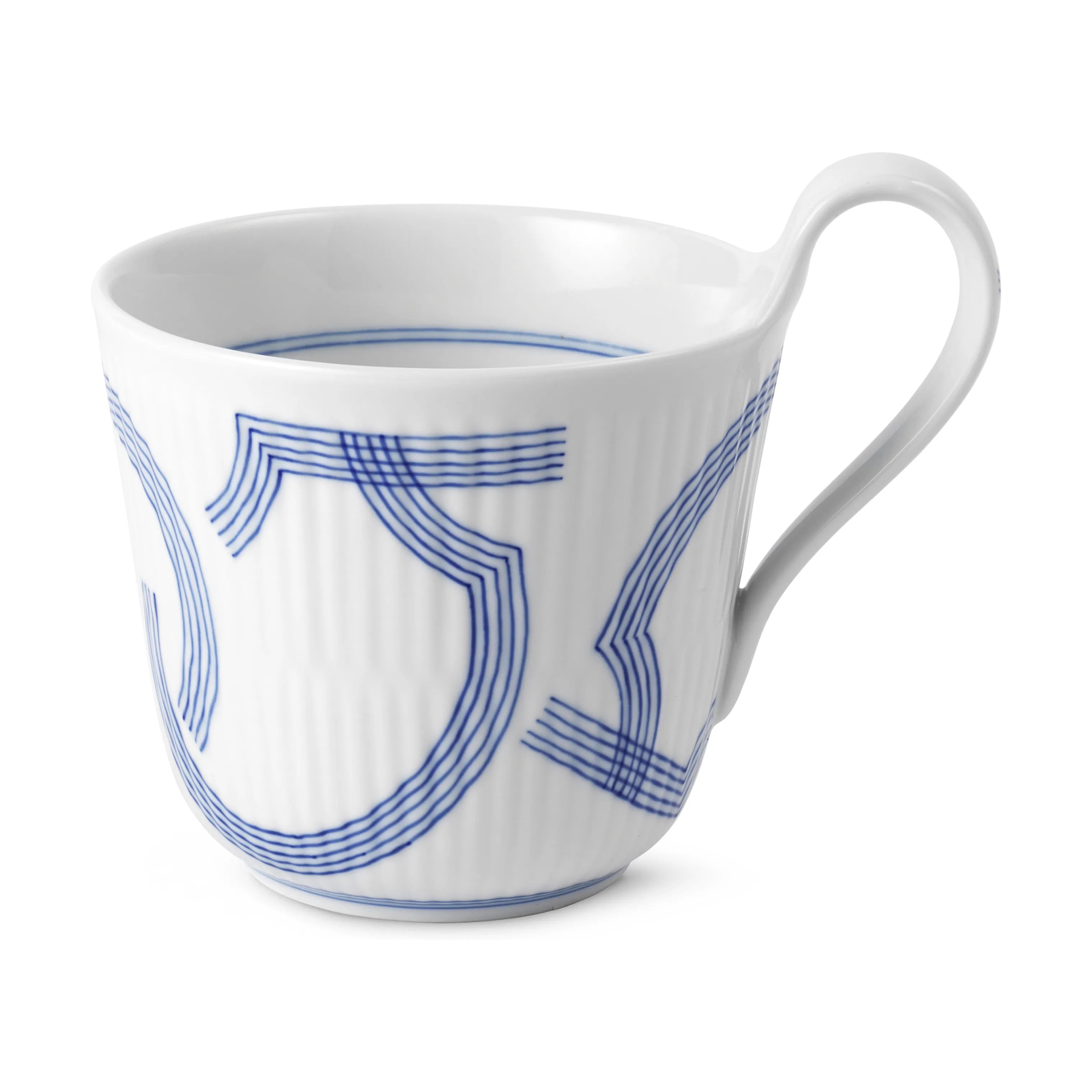 Royal Copenhagen Krus og kopper med hank Motif Højhankskrus i Koboltblå/hvid, 1
