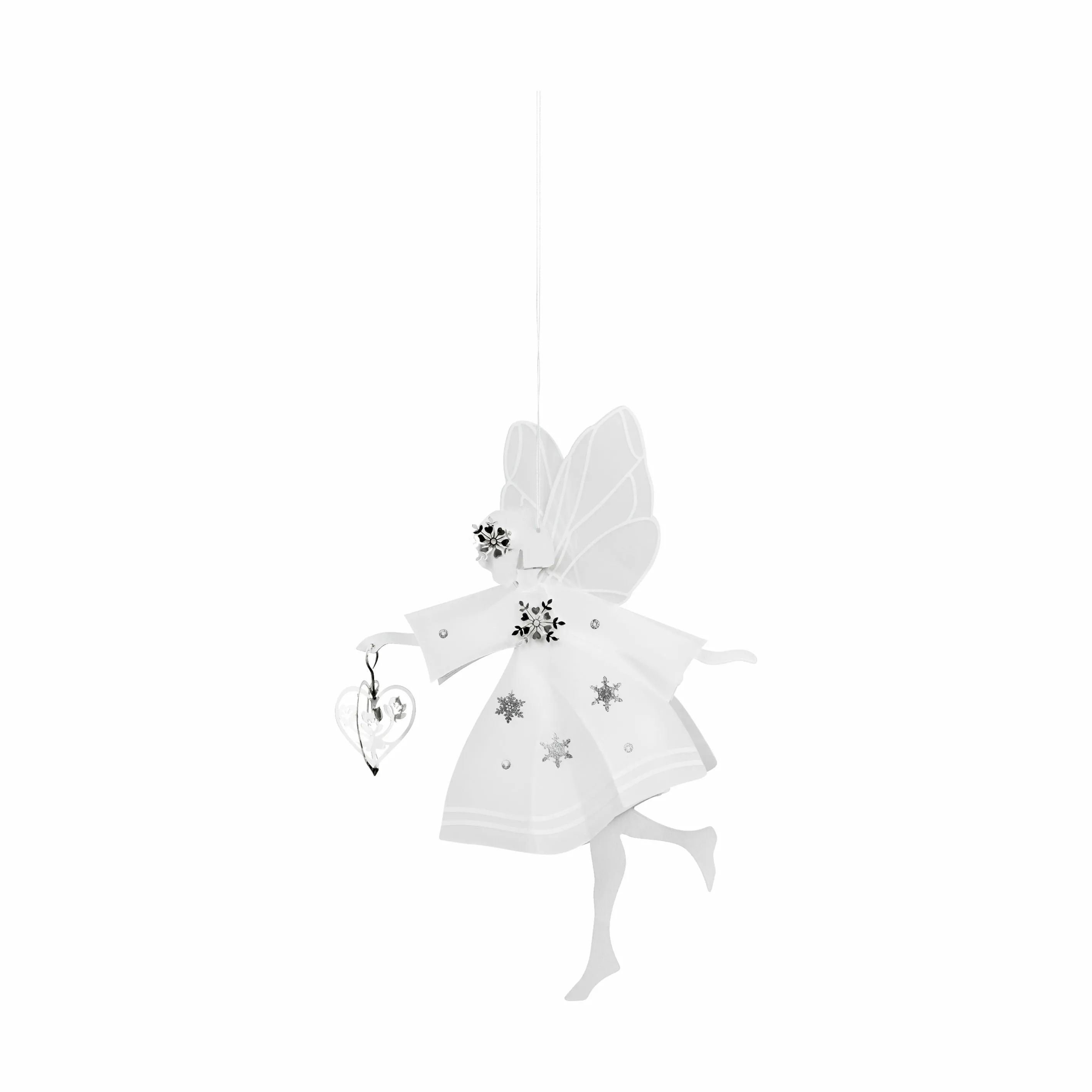 Jette Frölich Design Juleophæng Design Juleophæng Fe med hjerte i Hvid/Sølv, 13 cm, 1