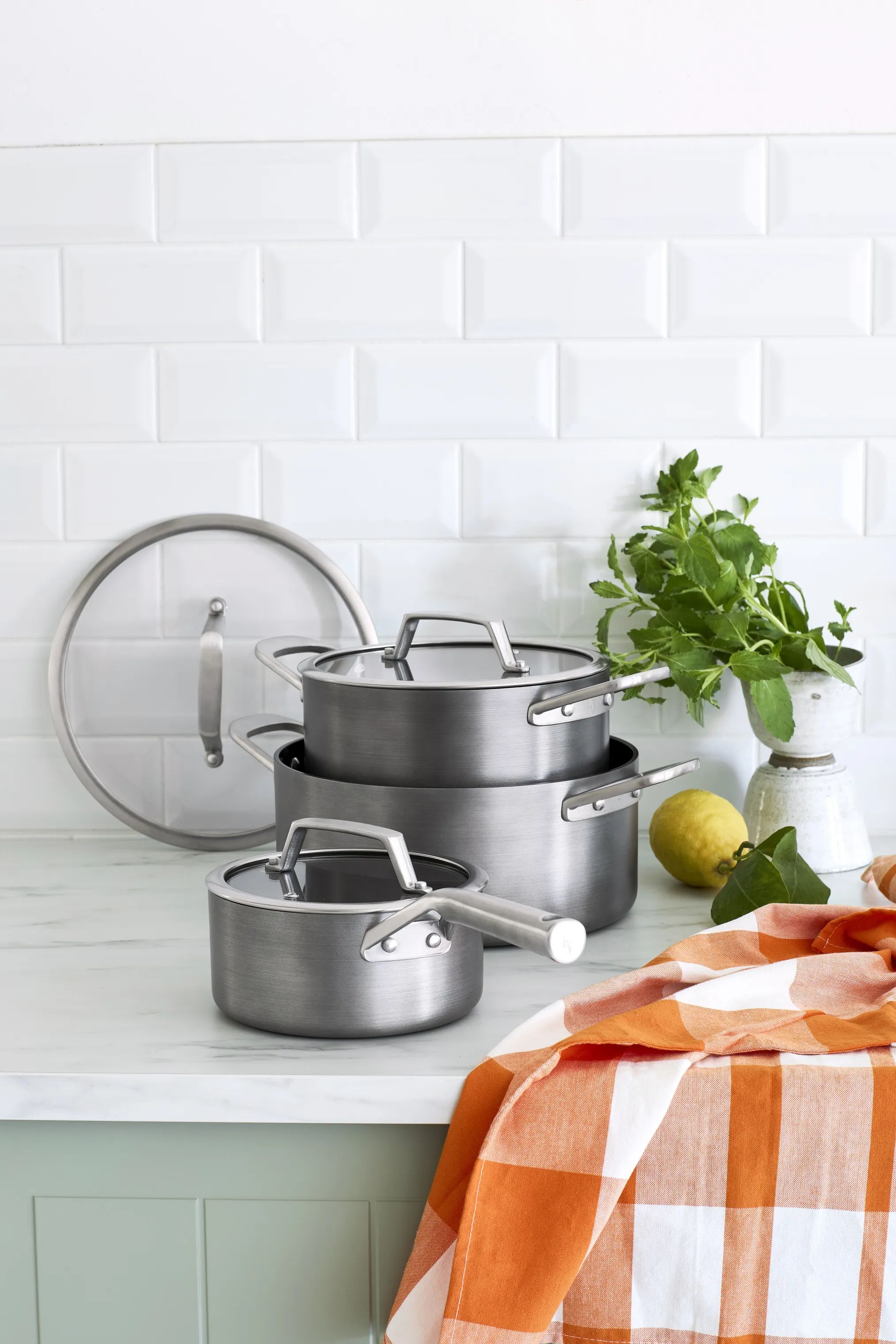 Timm Vladimir Kitchen Grydesæt Keramisk Aluminium Grydesæt - 6 dele i børstet alu, 3