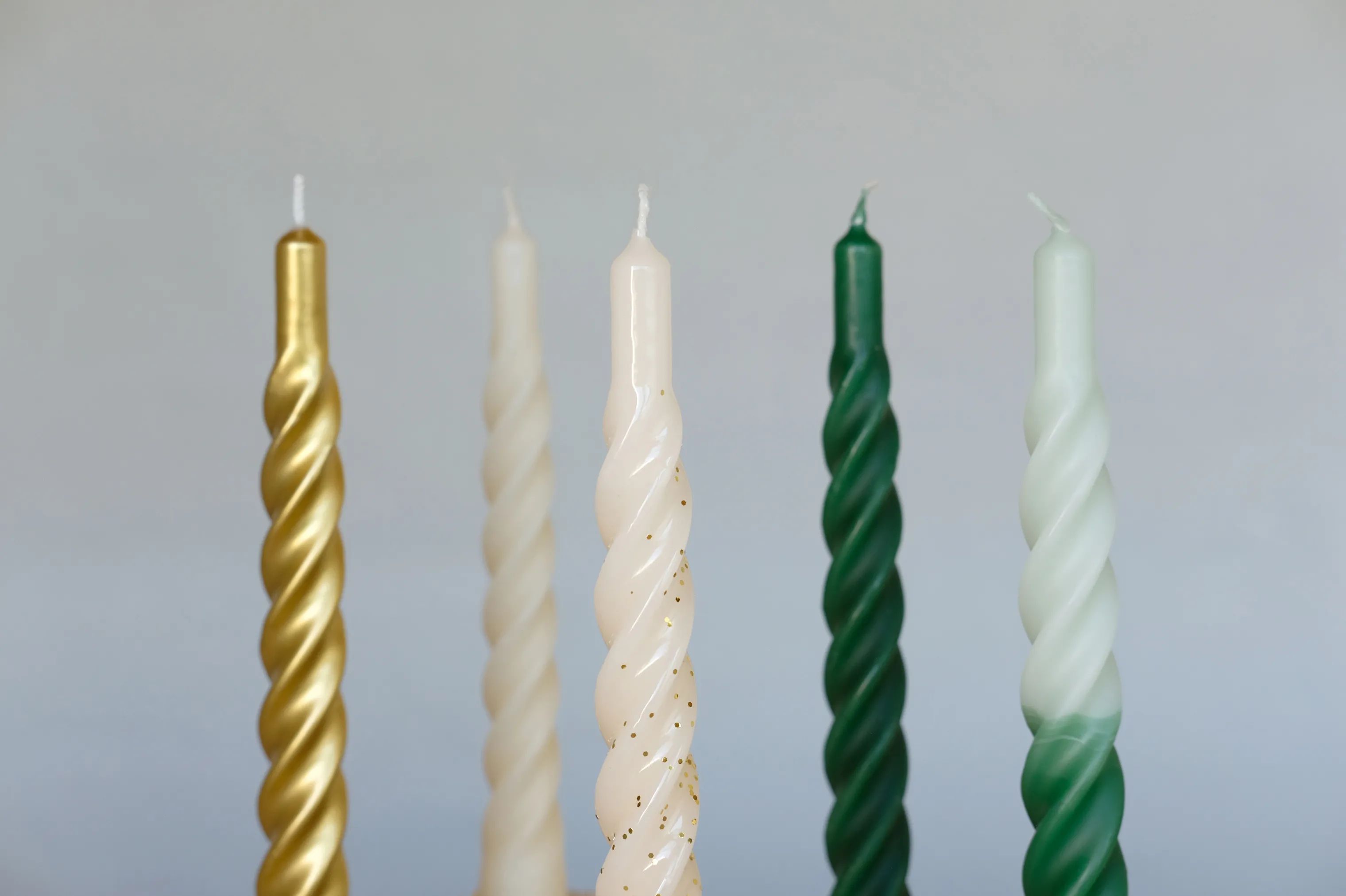 Candles with a twist Kronelys Lys - 6 stk. i Grøn, 21 cm, 2