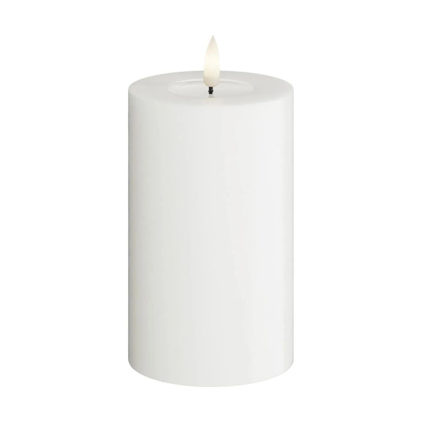 Deluxe Homeart LED-lys Real Flame LED Bloklys i Hvid , 12,5 cm, 1
