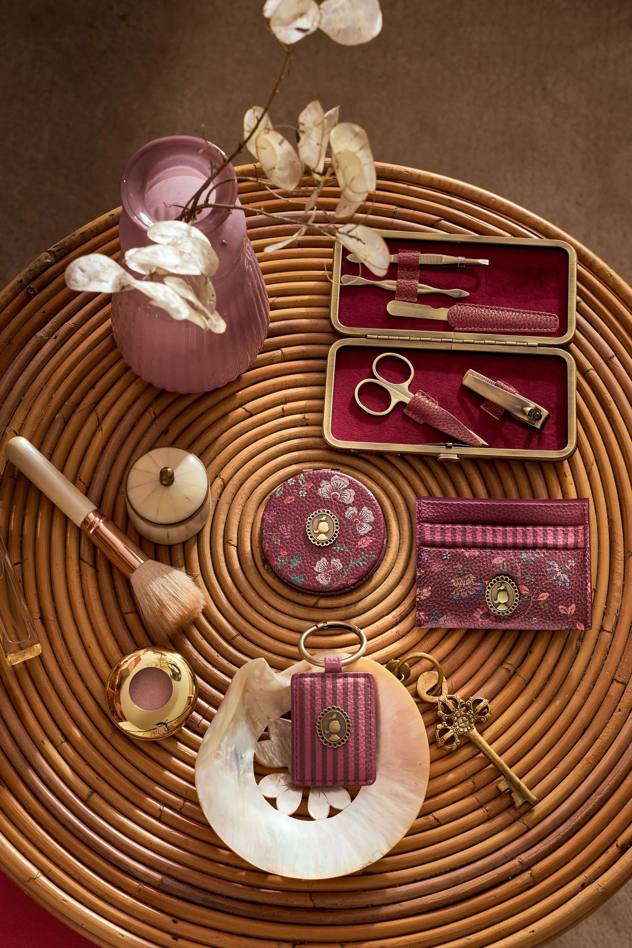PIP Studio Øvrig personlig pleje Cosmetic Bags Manicure sæt - Flora Bangelore i Dark Pink, 2