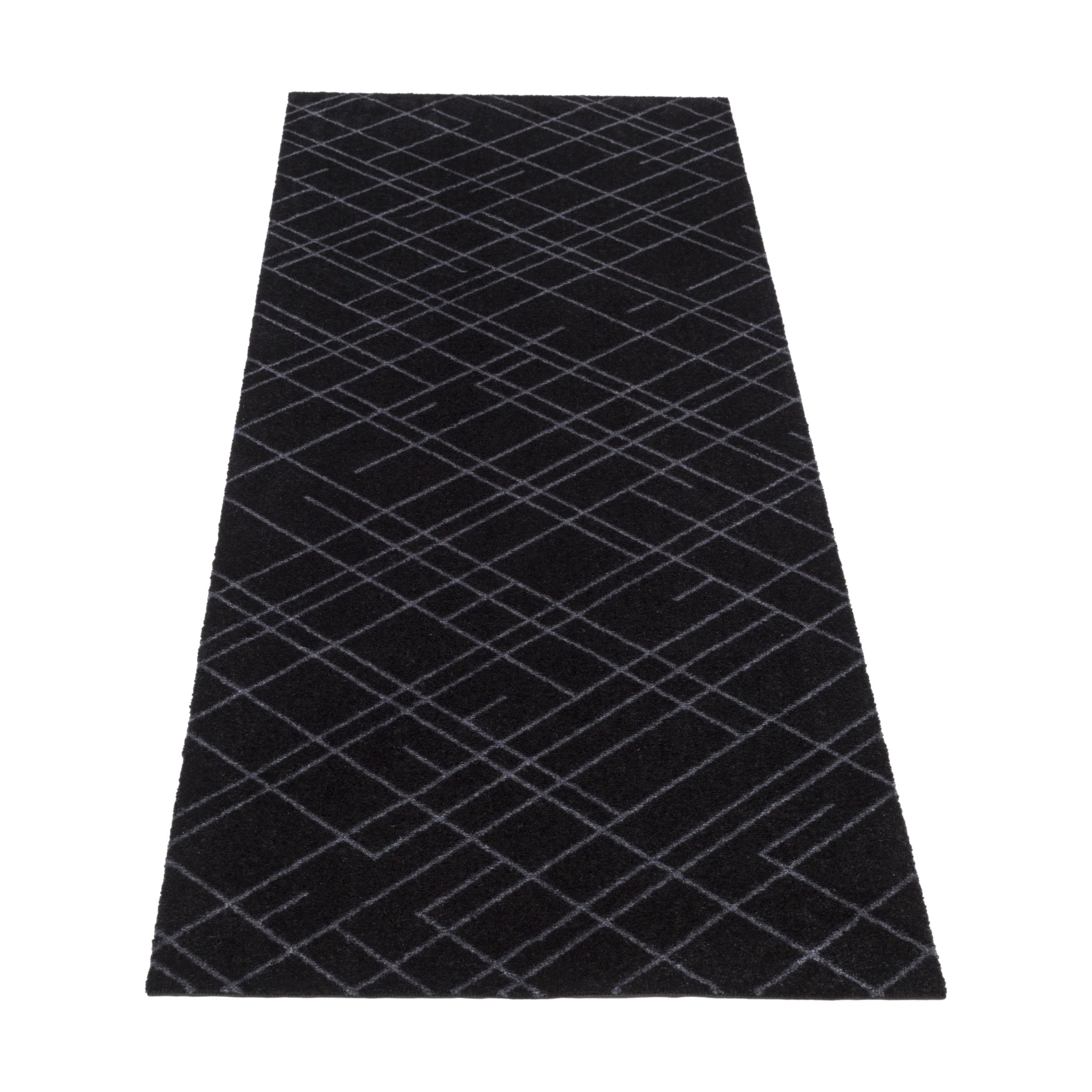 Tica Copenhagen Dørmåtter Lines Gulvmåtte i Sort/grå, B67 x L200 cm, 4