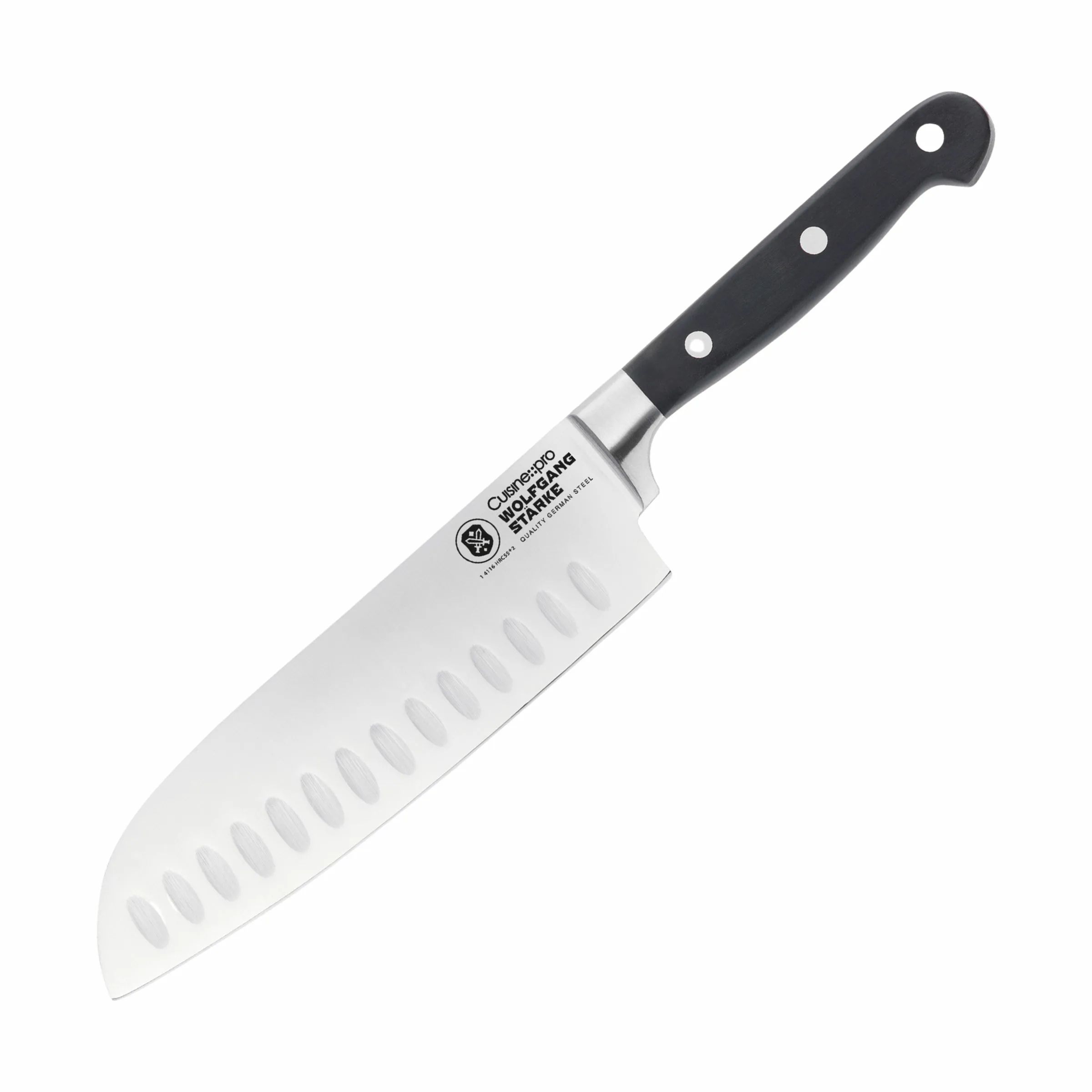 THE CUSTOM CHEF™ Santokuknive Cuisine::pro® WOLFGANG
STARKE™ Cuisine::pro WOLFGANG STARKE™ Santokukniv i Sølvfarvet/sort, 18 cm, 1