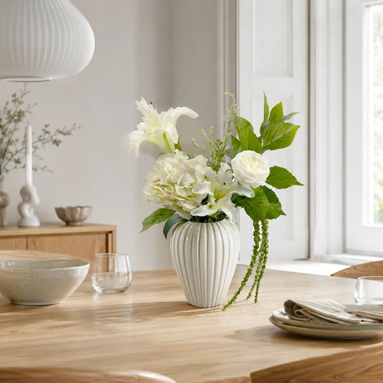 everbloom Kunstige blomster Kunstig Real Touch Blomsterbuket i Hvid, 3