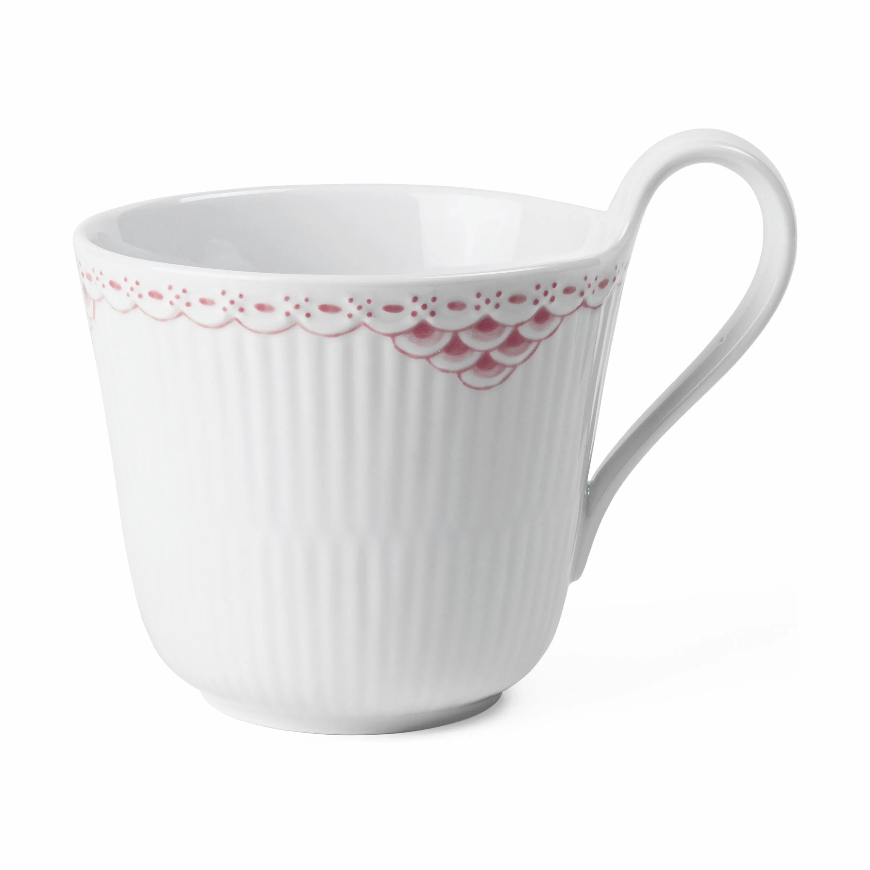 Royal Copenhagen Krus og kopper med hank Koral Riflet Blonde Højhankskop i Koral/hvid, 1