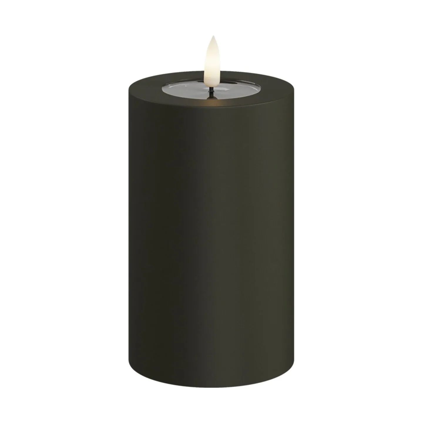 Deluxe Homeart LED-lys Real Flame LED Udendørs Bloklys i Mørk Grøn, H12,5 x Ø7,5 cm, 1