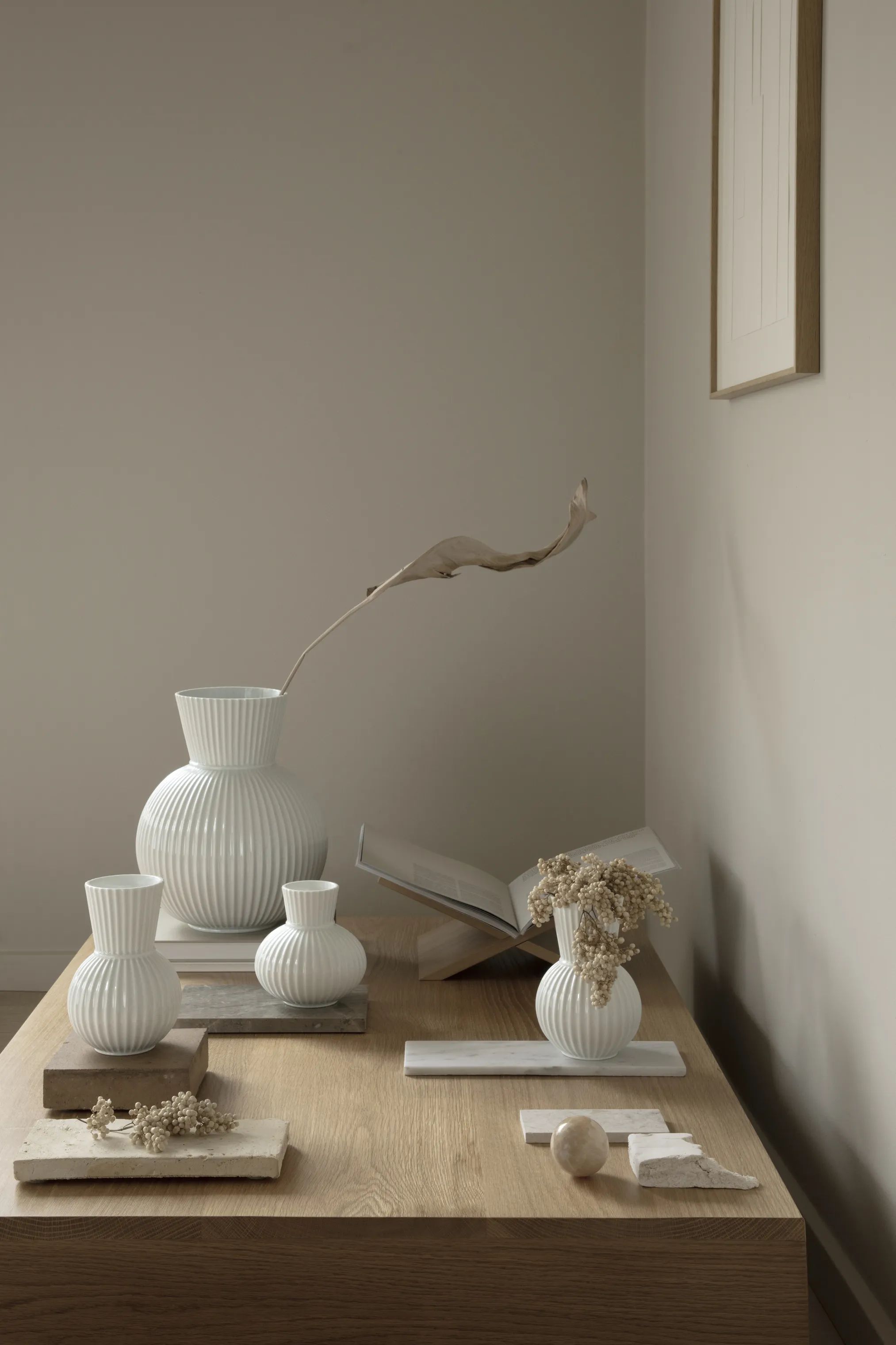 Lyngby Porcelæn Vaser Tura Vase i Hvid, 34 cm, 3