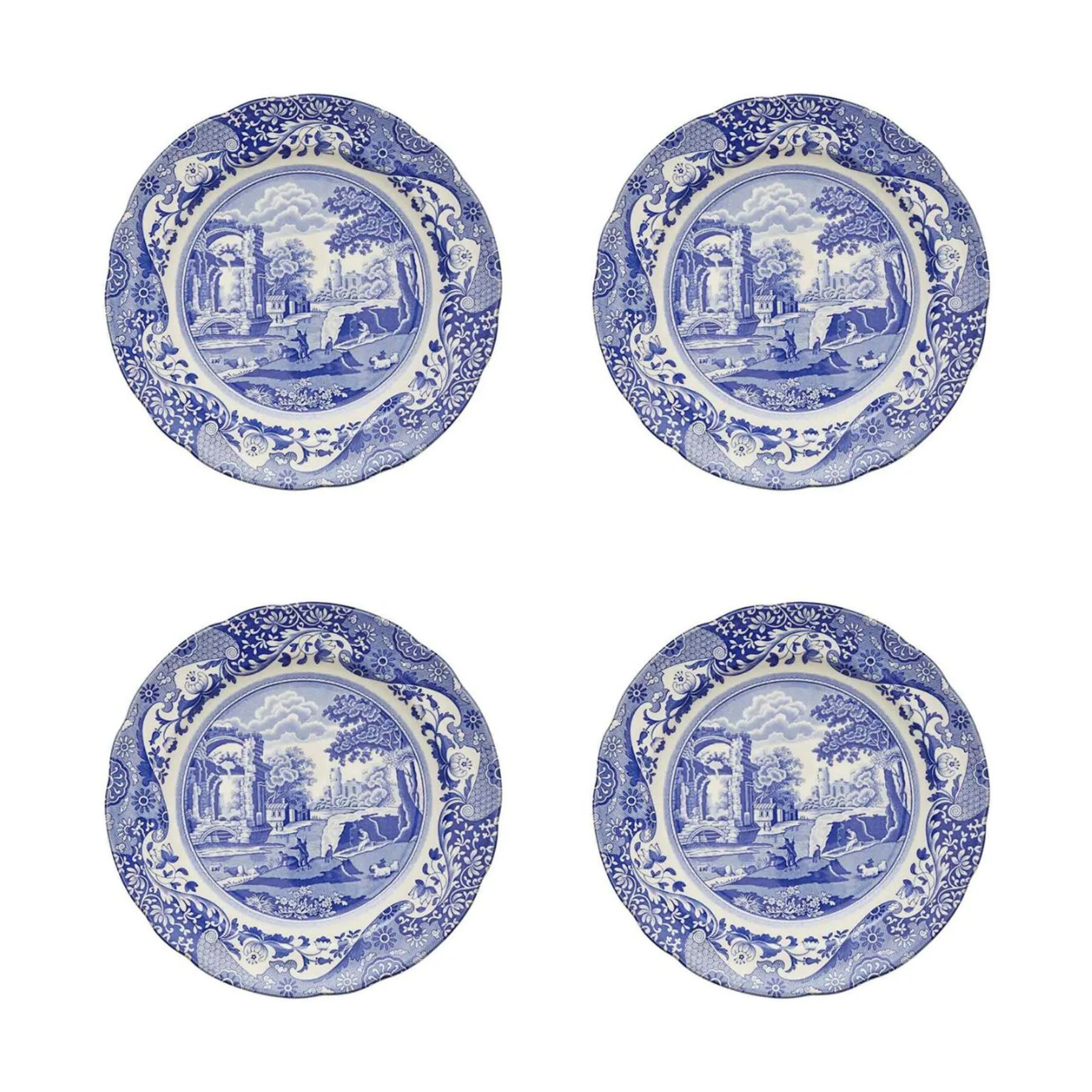 Spode Kagetallerkener Blue Italian Blue Italien Desserttallerken - 4 stk. i Blå/hvid, 1