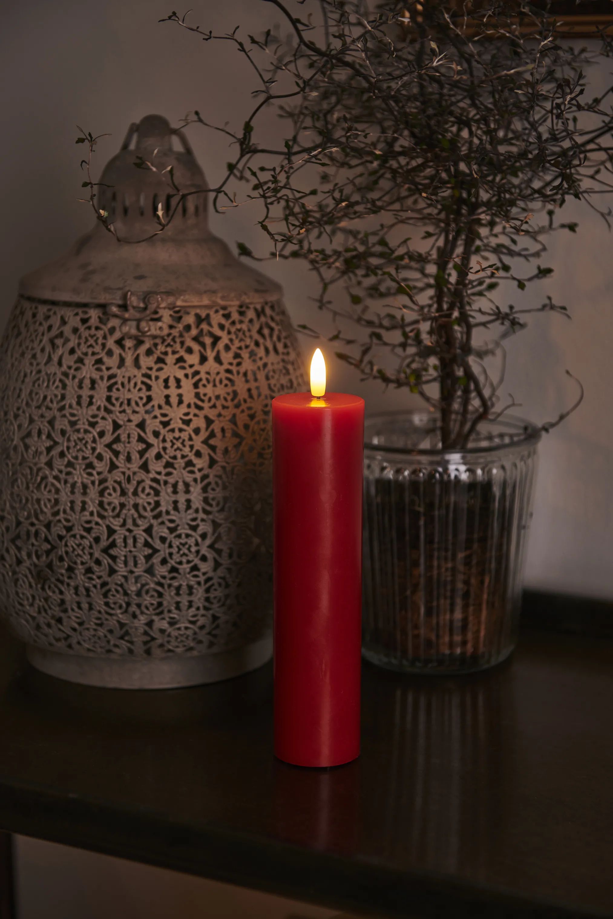 Sirius LED-lys Sille Genopladelig Sille Exclusive Bloklys i Rød, 20 cm, 2
