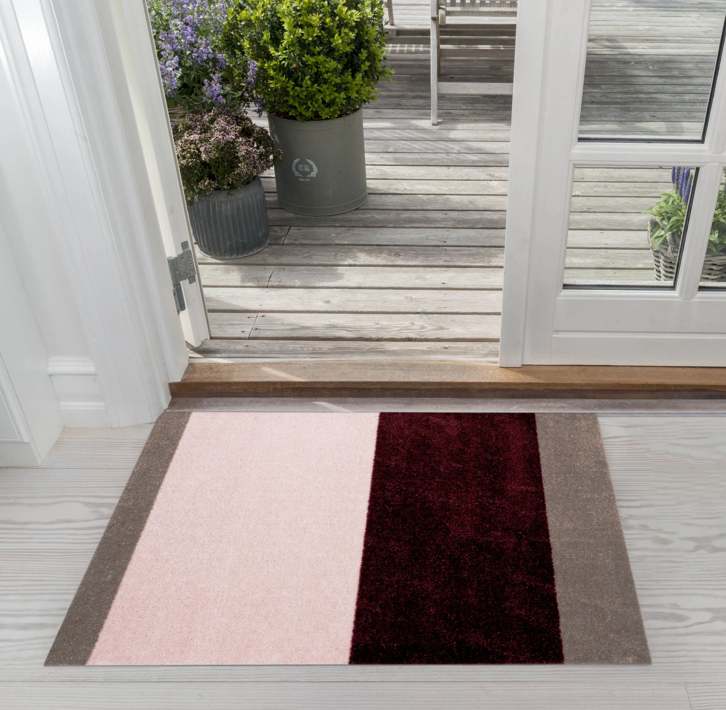 Tica Copenhagen Dørmåtter Stripes Horisontal Gulvmåtte i Bordeaux/Rosa/Sand, B60 x L90 cm, 2
