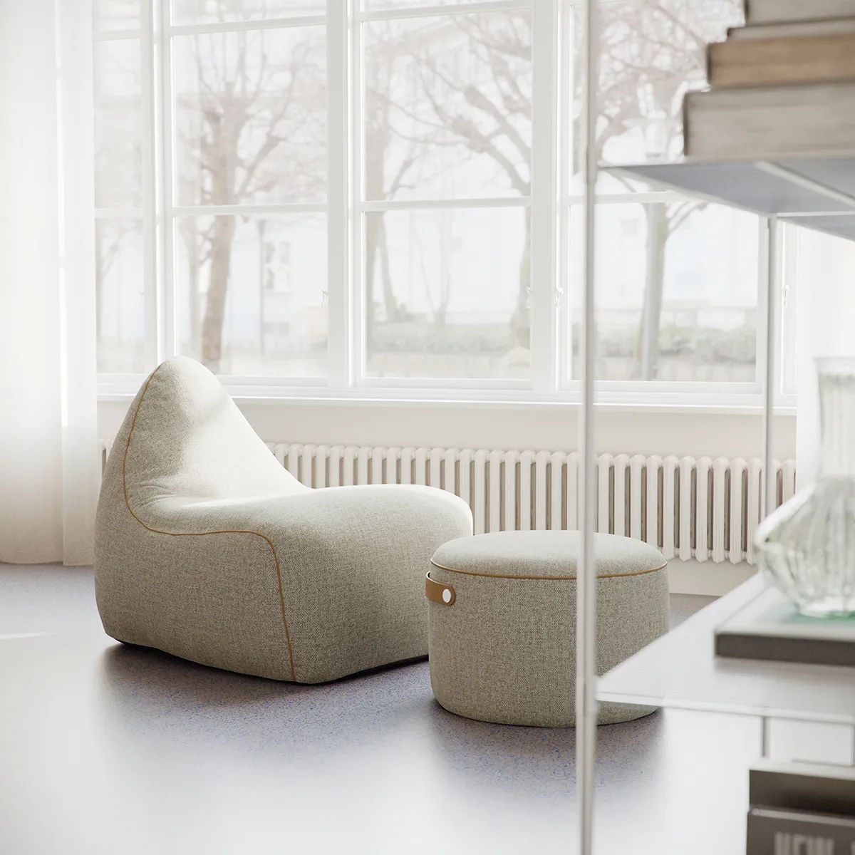 SACKit Lænestole Sækkestol med Puf - 2 dele i Cosmo Beige, 2