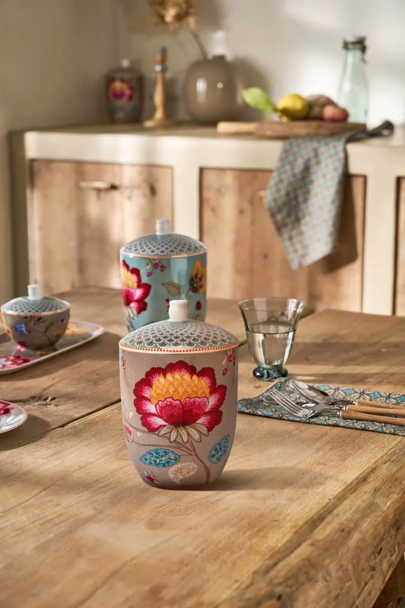 PIP Studio Krukker med låg Blooming Tales Opbevaringskrukke i Khaki, 2