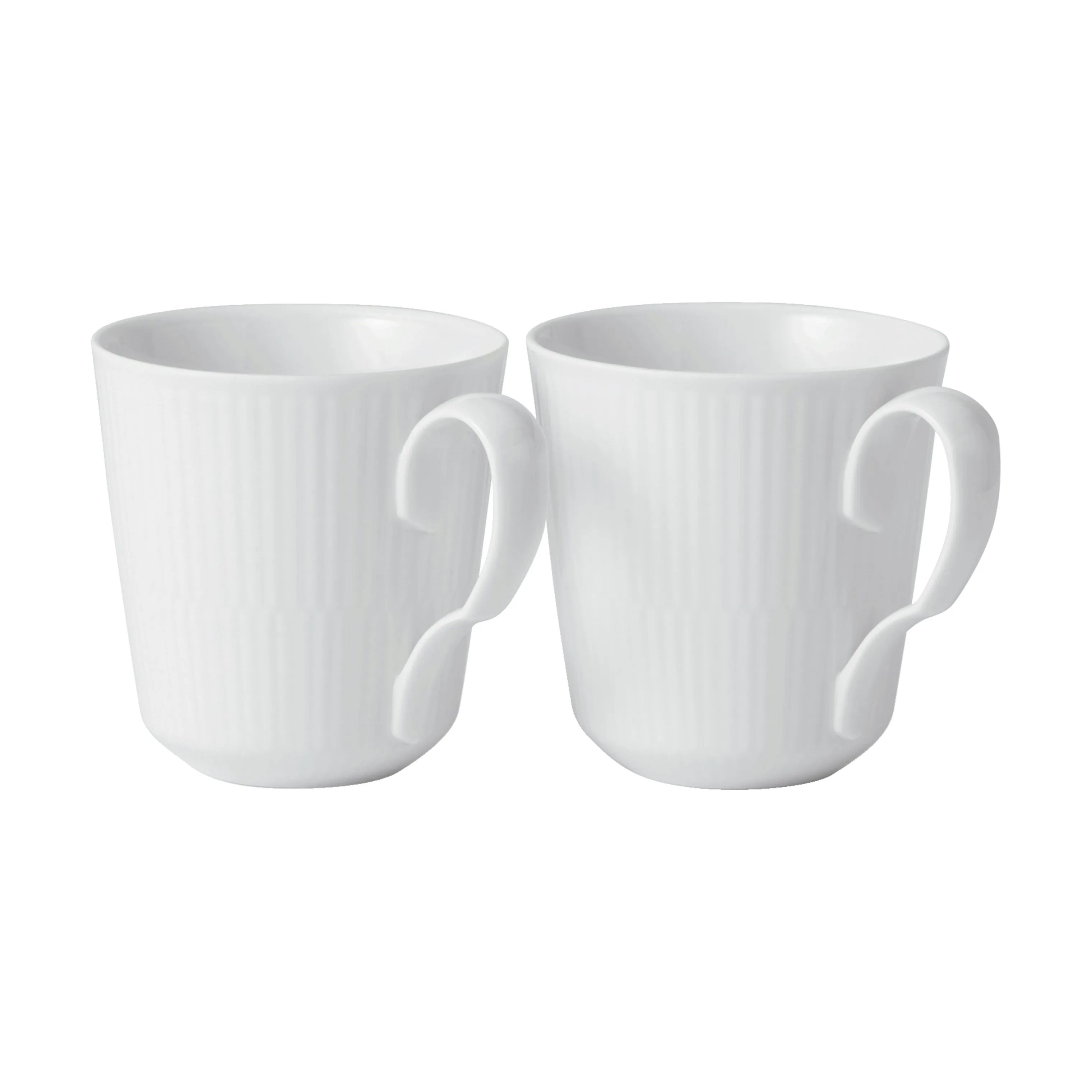 Royal Copenhagen Krus og kopper med hank Hvid Riflet Krus - 2 stk. i Hvid, 28 cl, 1