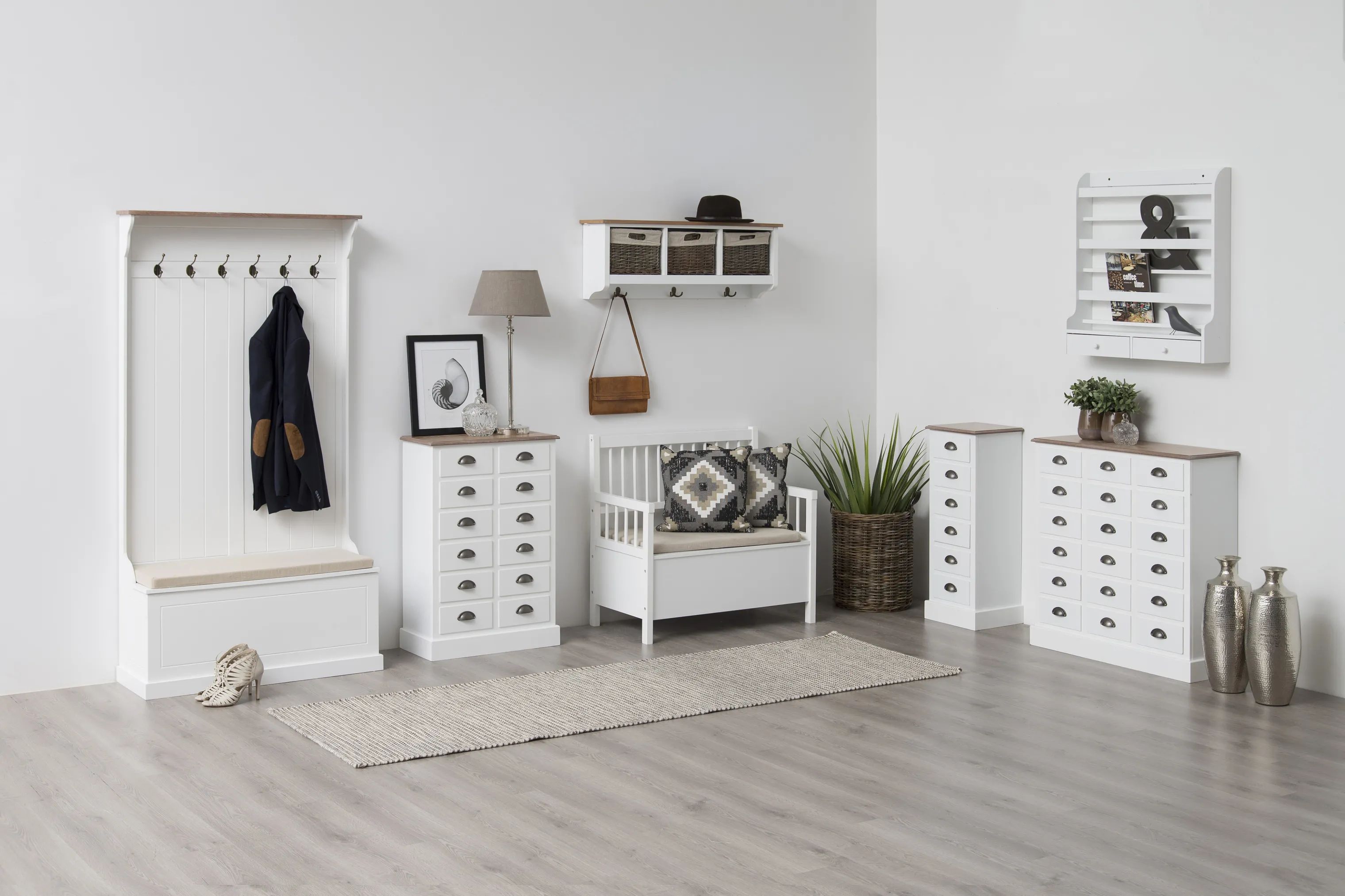 CASA Living Bænke Aster Bænk m. Hynde i hvid, 2