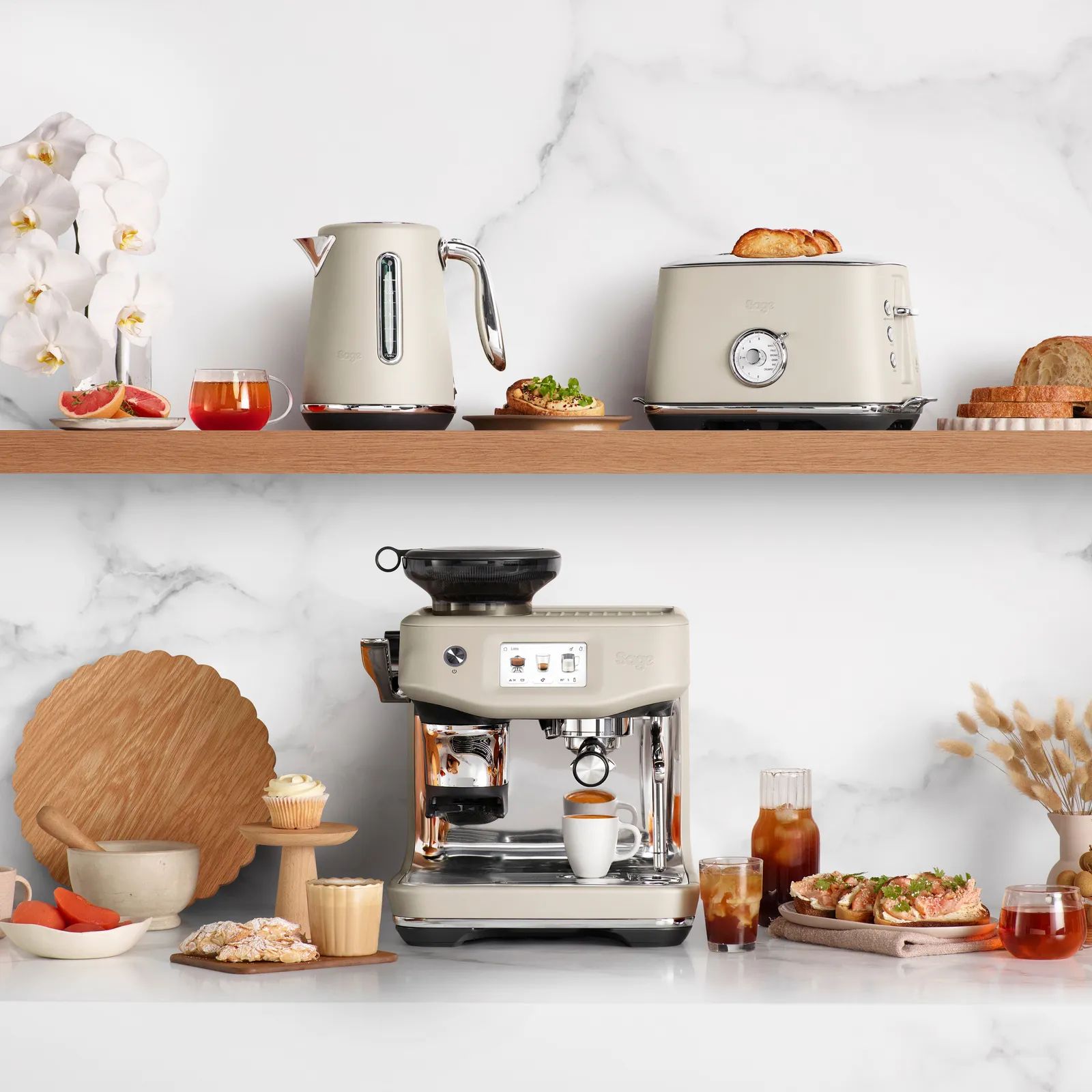 Sage Espressomaskiner Barista Touch™ Impress Espressomaskine SES 882 ALM i Almond Nougat, 2