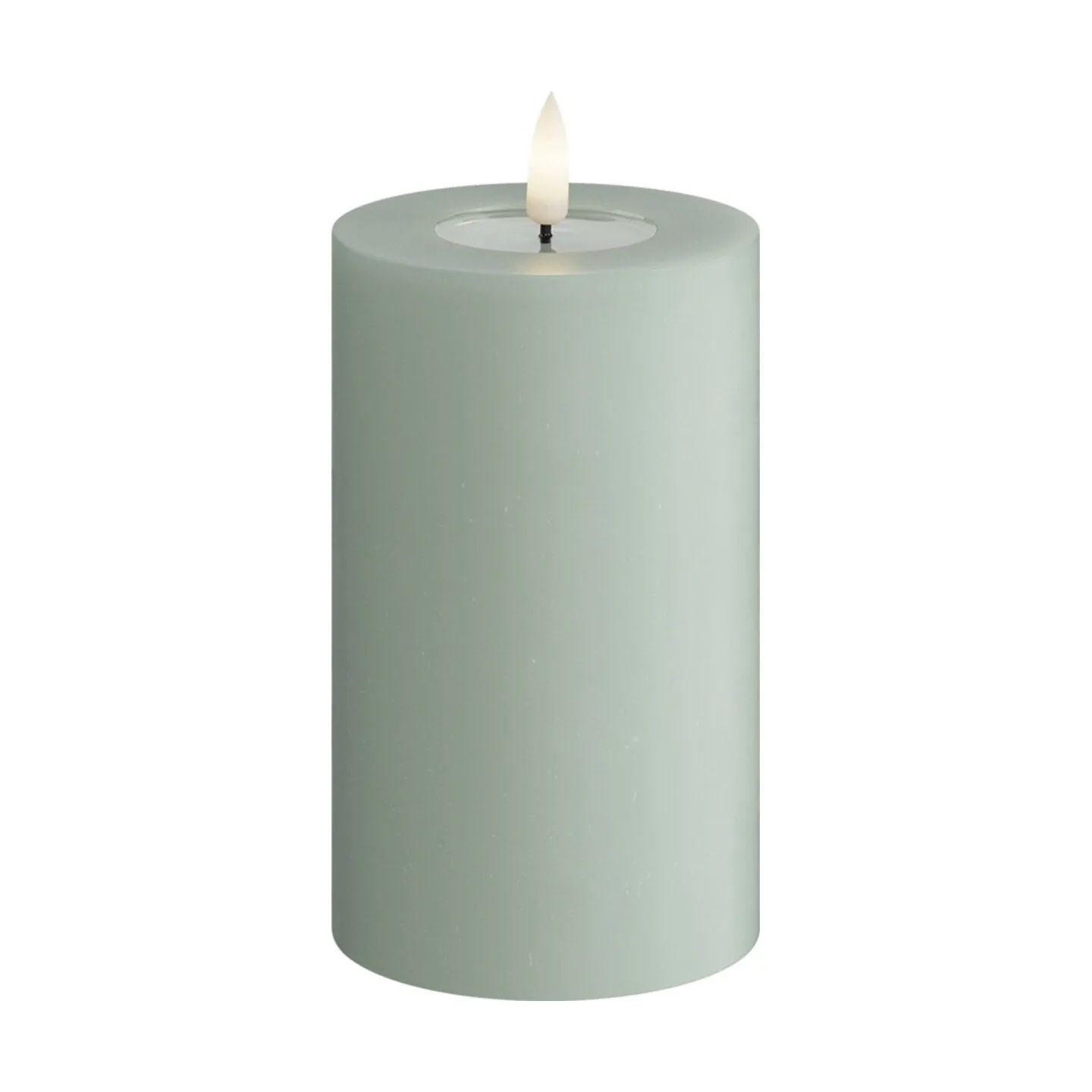 Deluxe Homeart LED-lys Real Flame LED Bloklys i Salvie grøn, 12,5 cm, 1