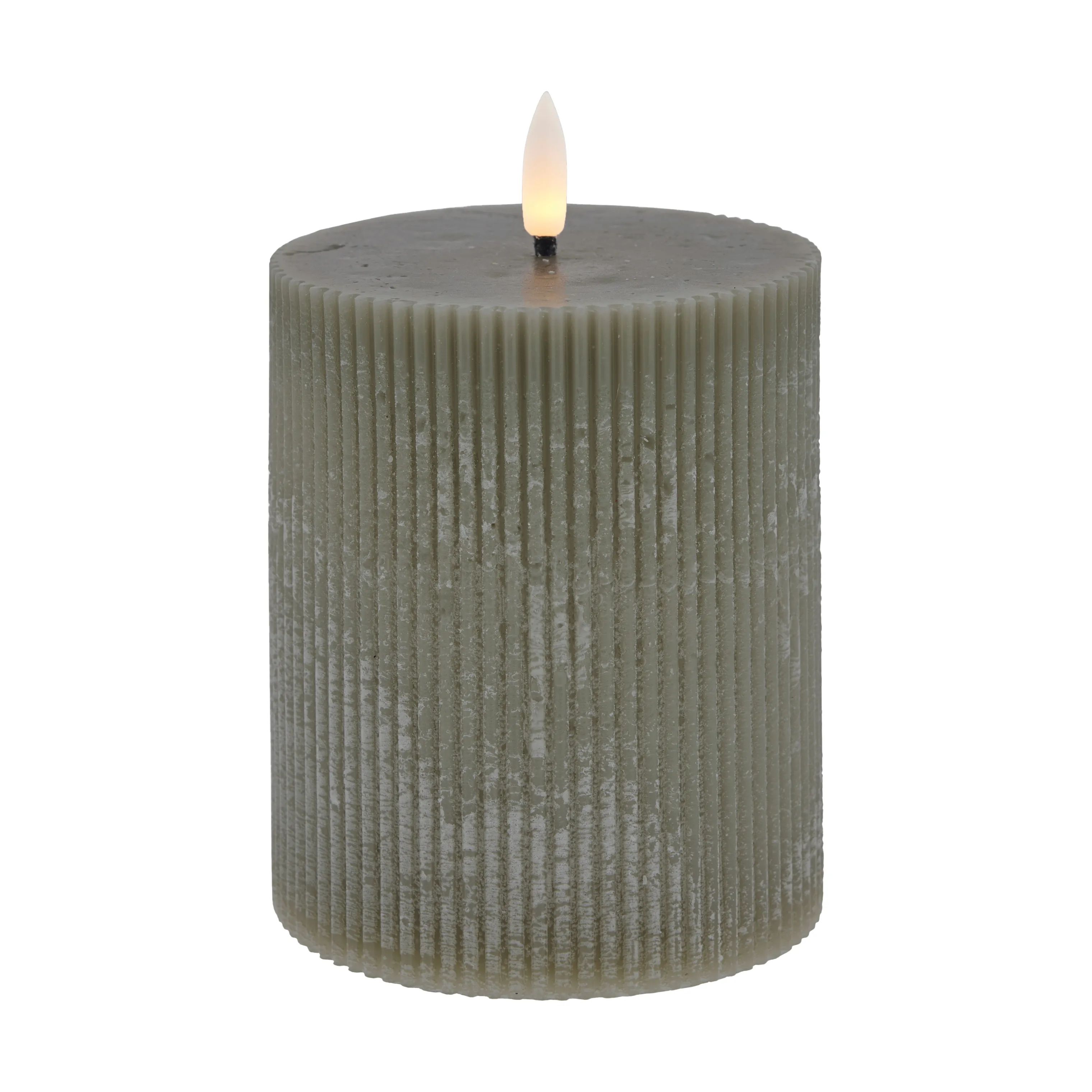 Lene Bjerre LED-lys Lillia LED Bloklys i støvet grøn, H12 x Ø10 cm, 1