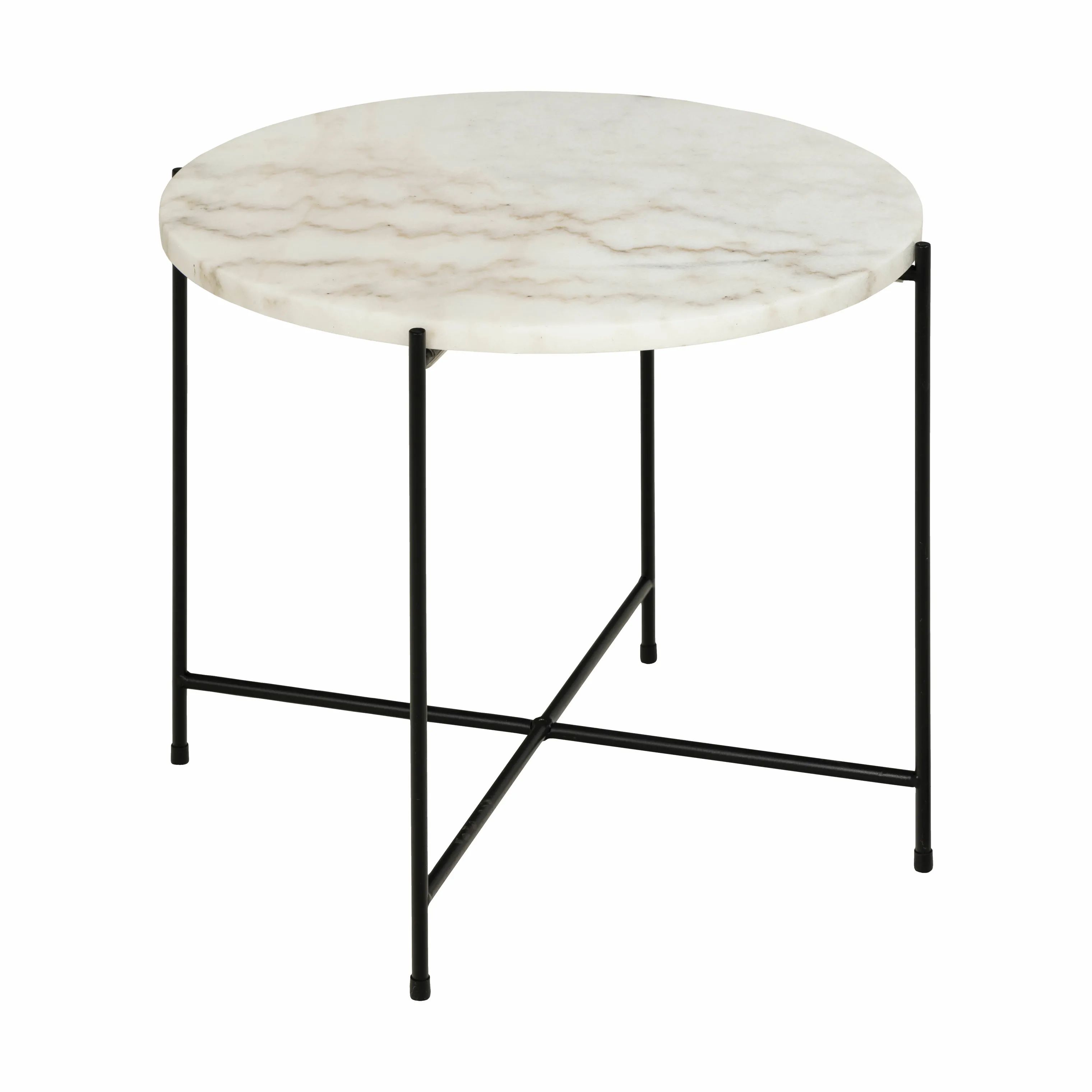 CASA Living Sideborde Avila Hjørnebord i Hvid Guangxi/mat sort, H40 x Ø52 cm, 1