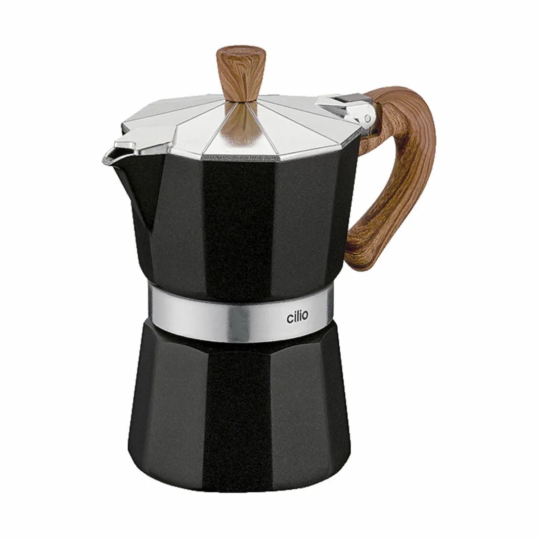 Cilio Stempelkander Cilio Kaffe Natura Espressomaker i Sort/sølv/natur, 3 kopper, 1
