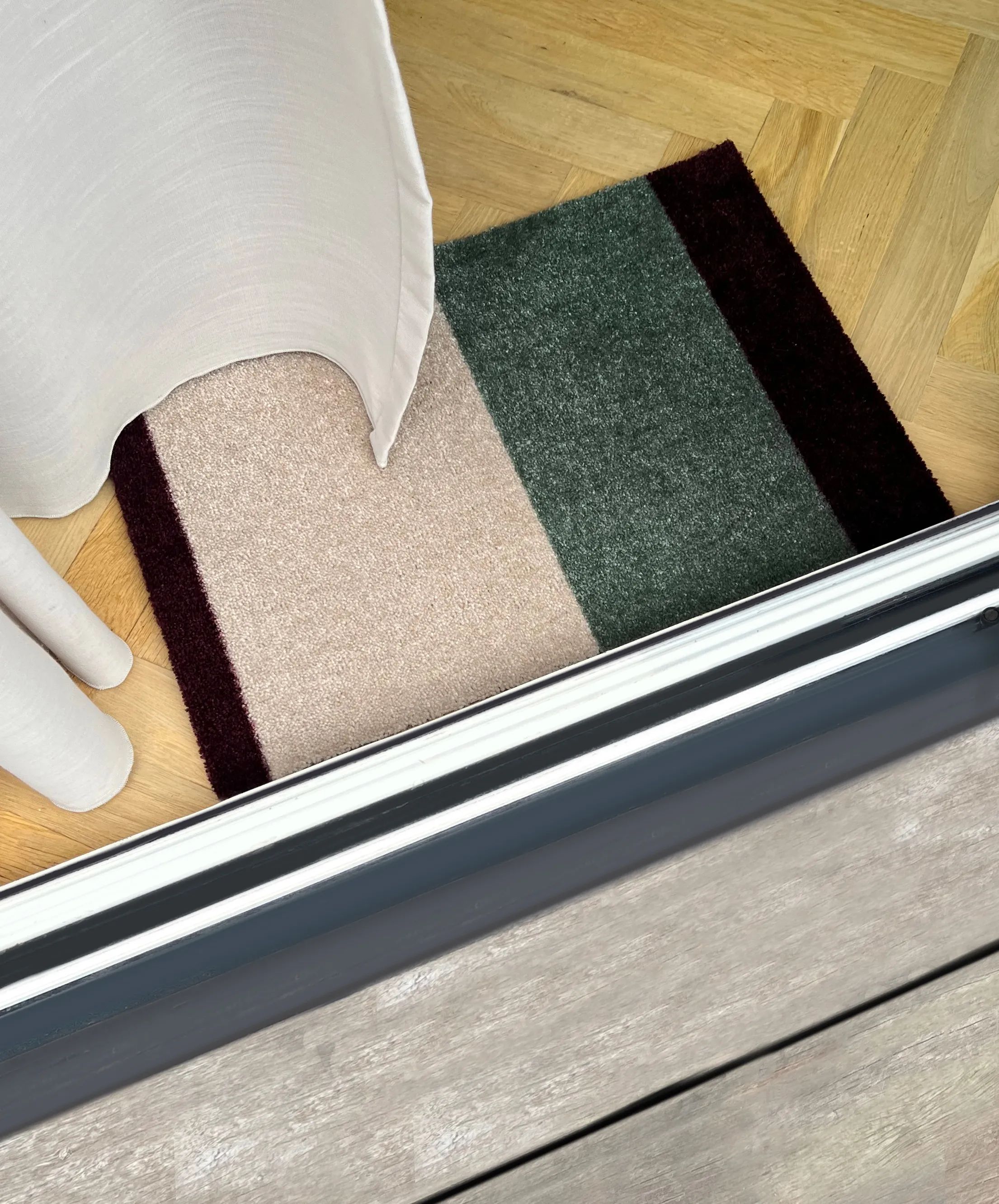 Tica Copenhagen Dørmåtter Stripes Horisontal Gulvmåtte i Grøn/Ivory/Bordeaux, B40 x L60 cm, 5