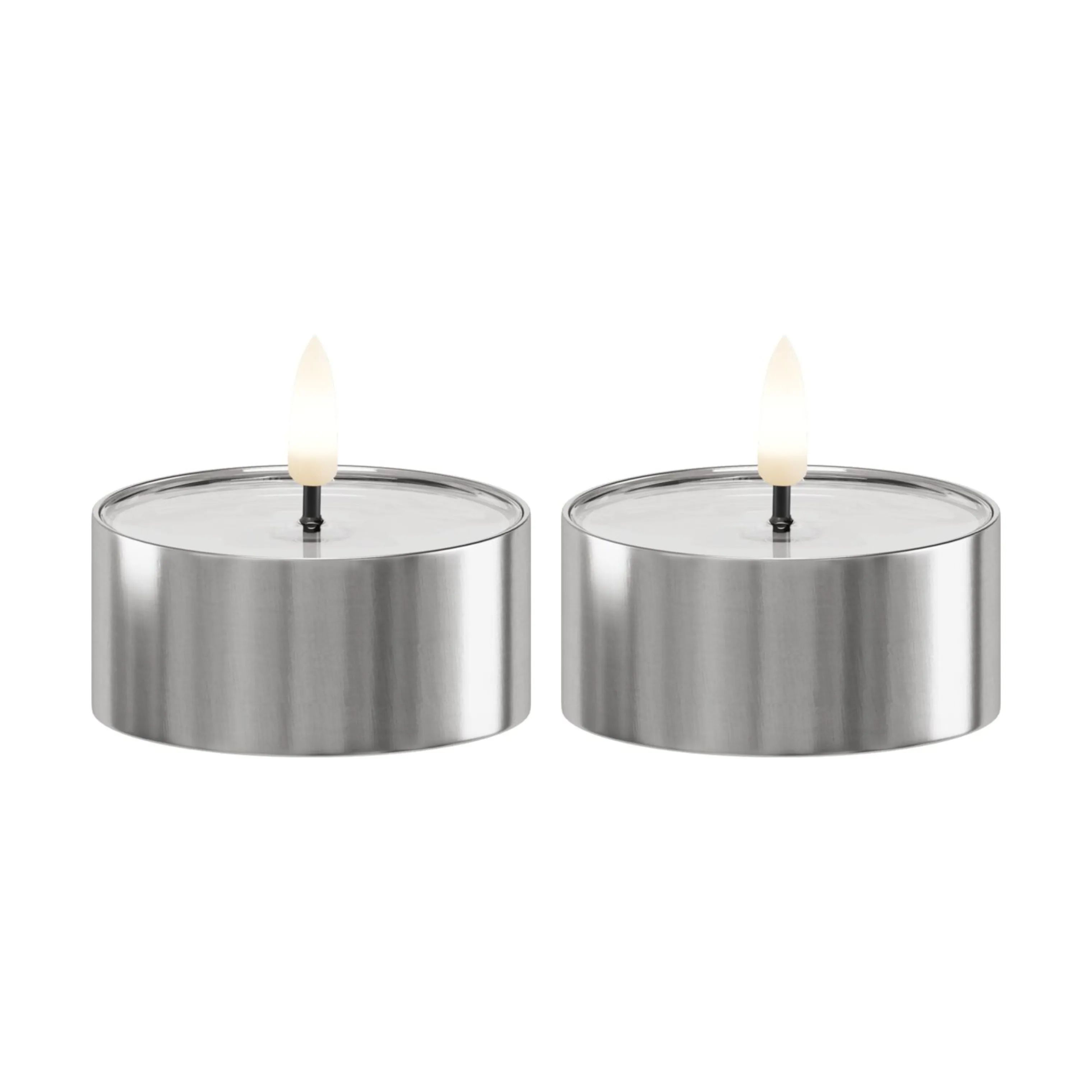 Deluxe Homeart LED-lys Udendørs LED Fyrfadslys - 2 stk. i Sølvfarvet, 6,5 cm, 1