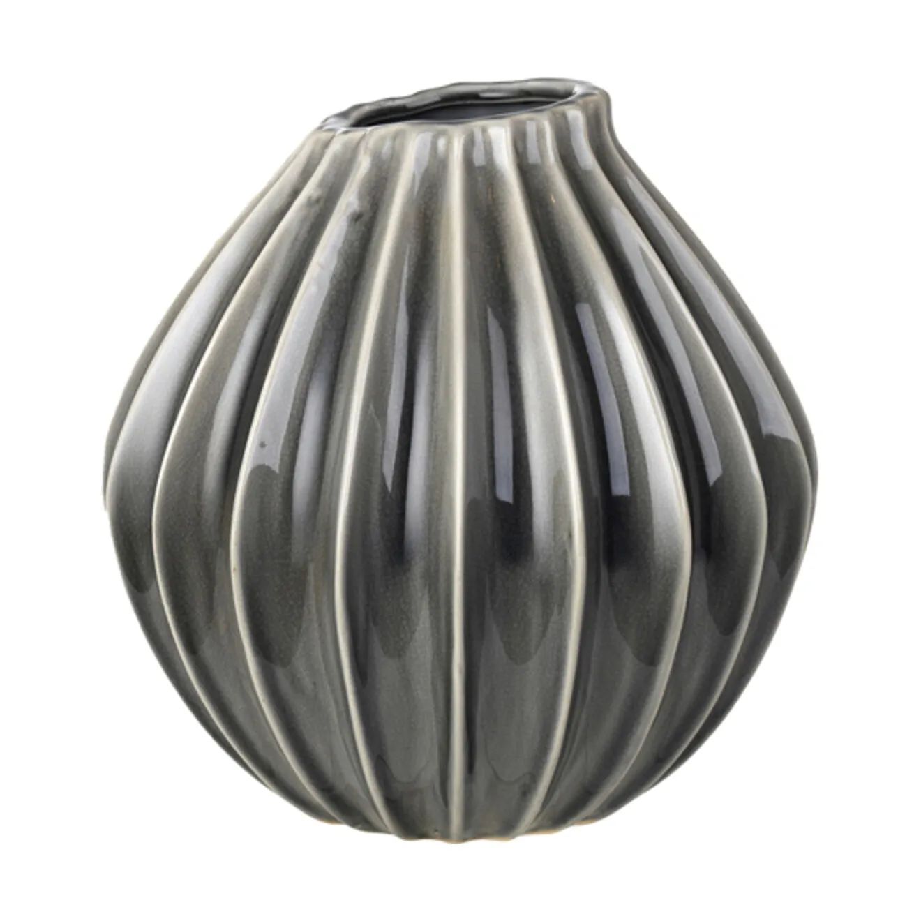 Broste Copenhagen Vaser Wide Vase i Smoke Grey, H25 x Ø25, 1