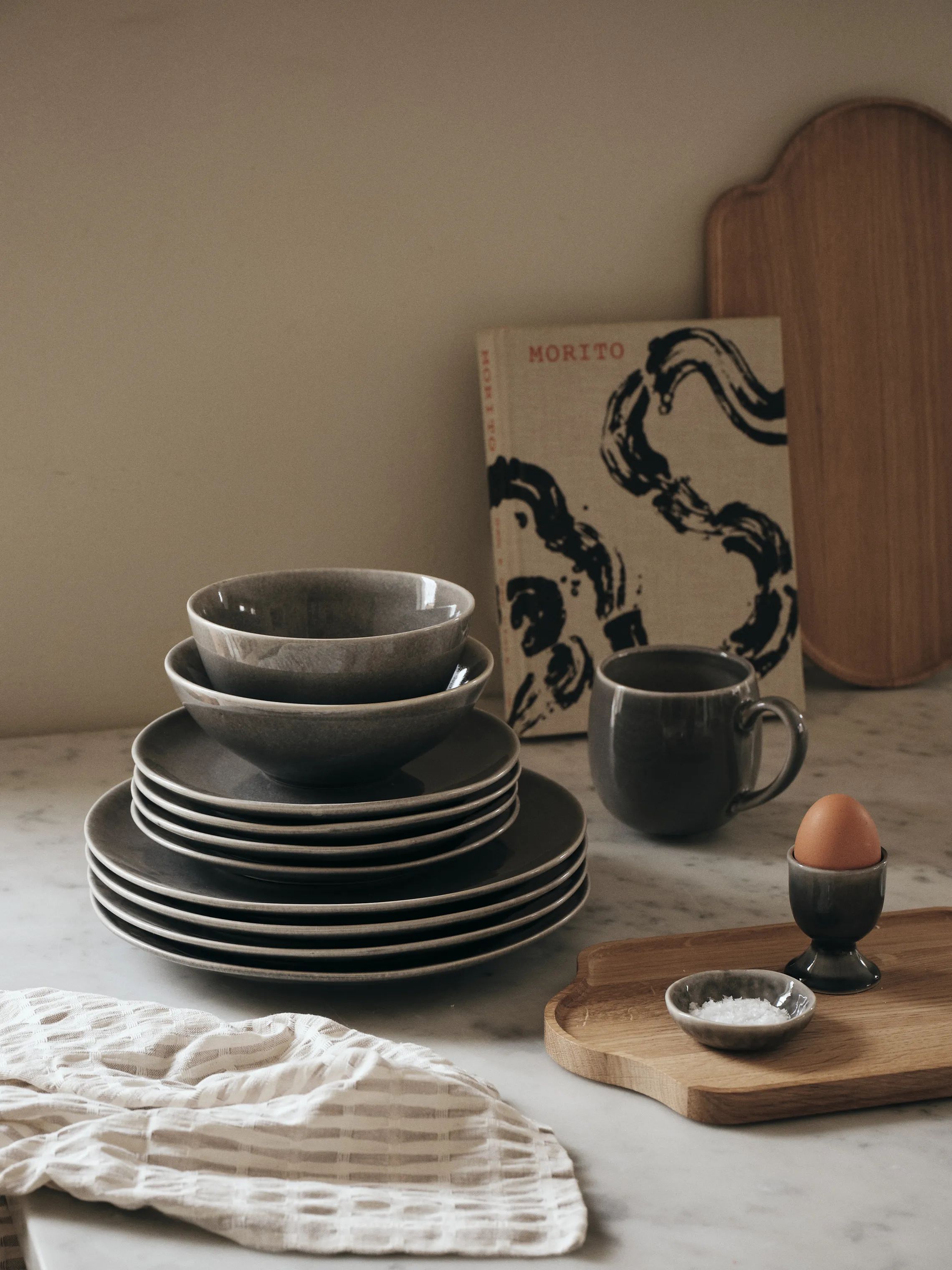 Broste Copenhagen Krus og kopper med hank Nordic Rain Tekop i Grey, 3