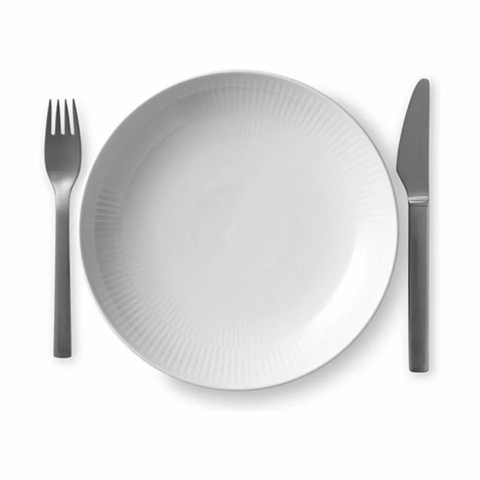 Royal Copenhagen Frokosttallerkener Hvid Riflet Tallerken i Hvid, 20 cm, 3