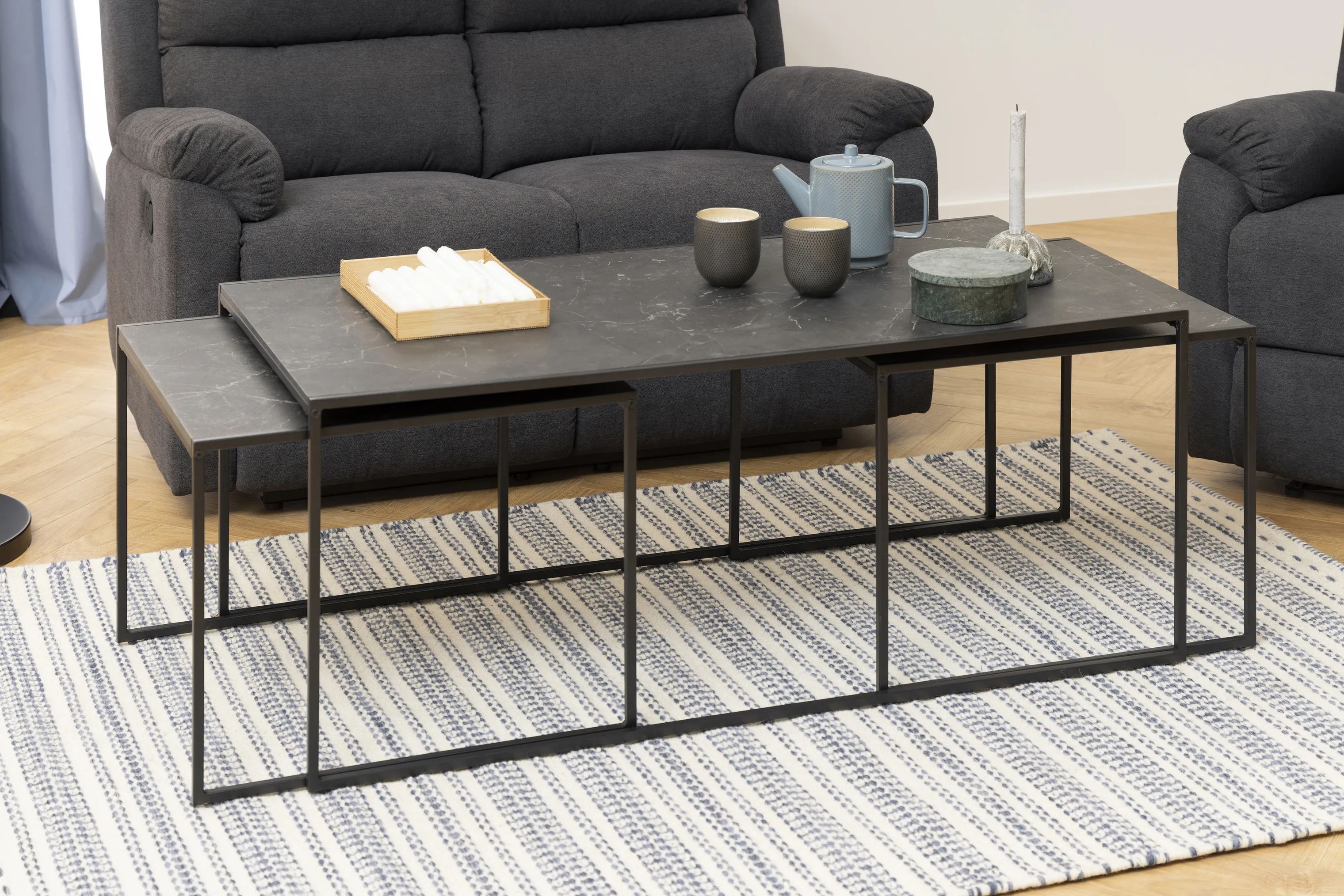 CASA Living Sofaborde Infinity Sofabord - 3 dele i Sort, 2