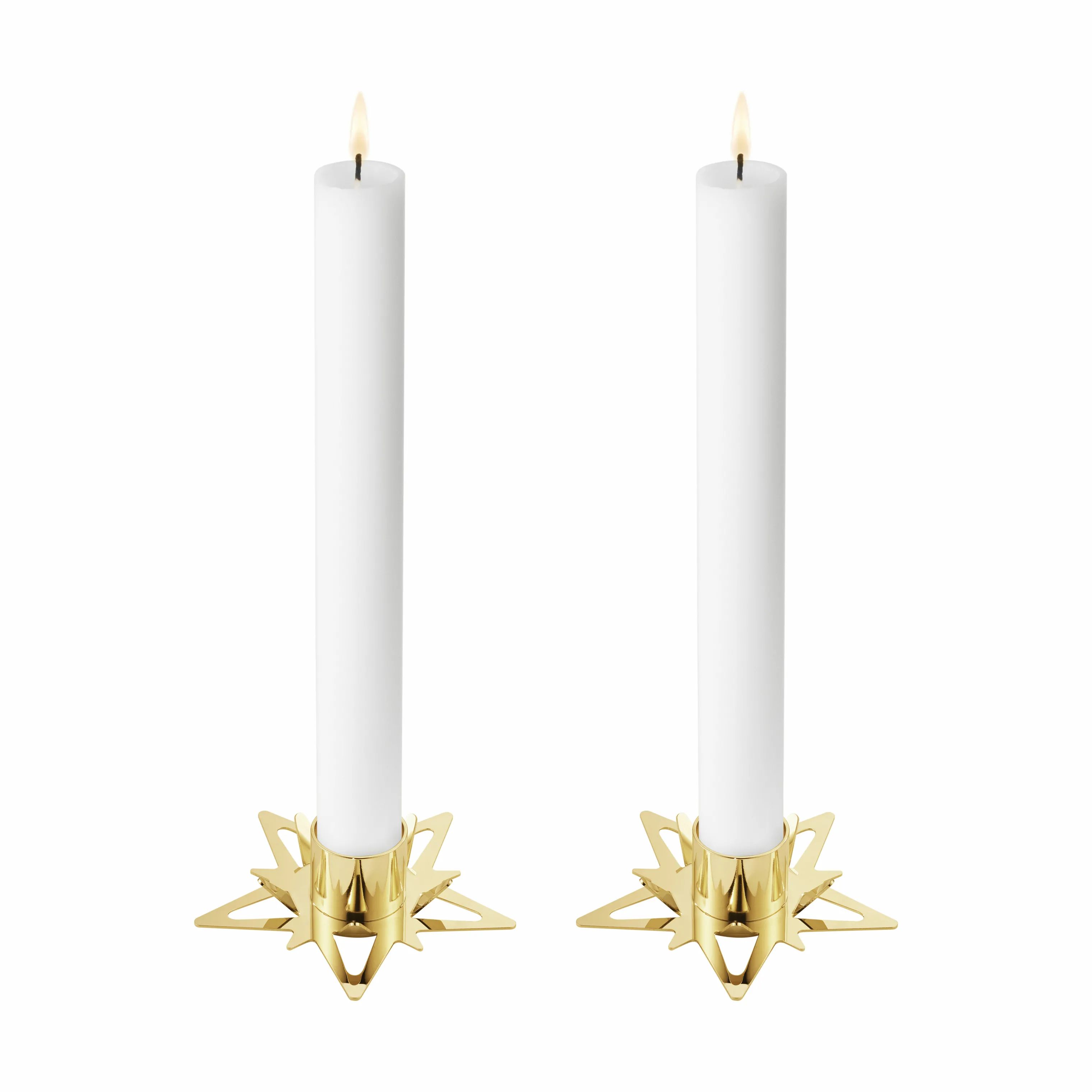 Georg Jensen Jule- og adventsstager Christmas Collectibles CC 2021 Stjerne Lysestage - 2 stk. i Guldfarvet, 2 cm, 2