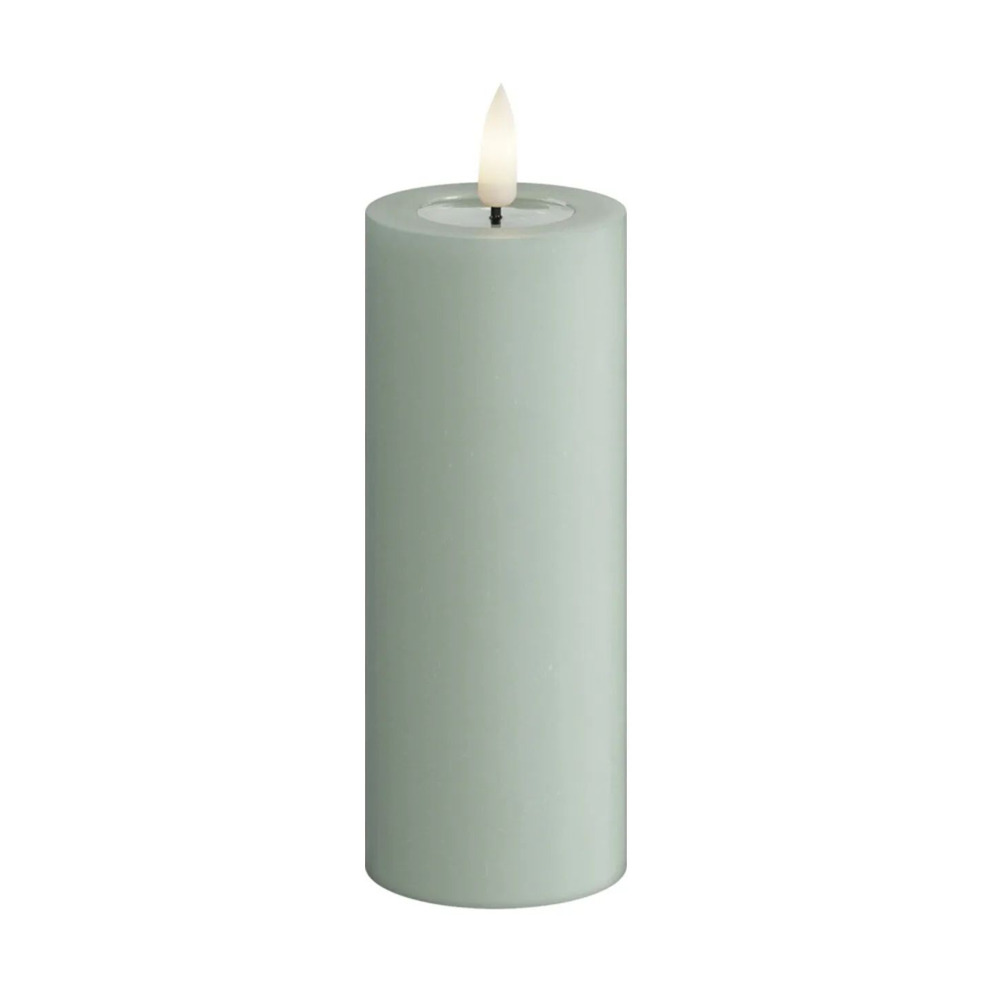 Deluxe Homeart LED-lys Real Flame LED Bloklys i Salvie grøn, 12,5 cm, 1