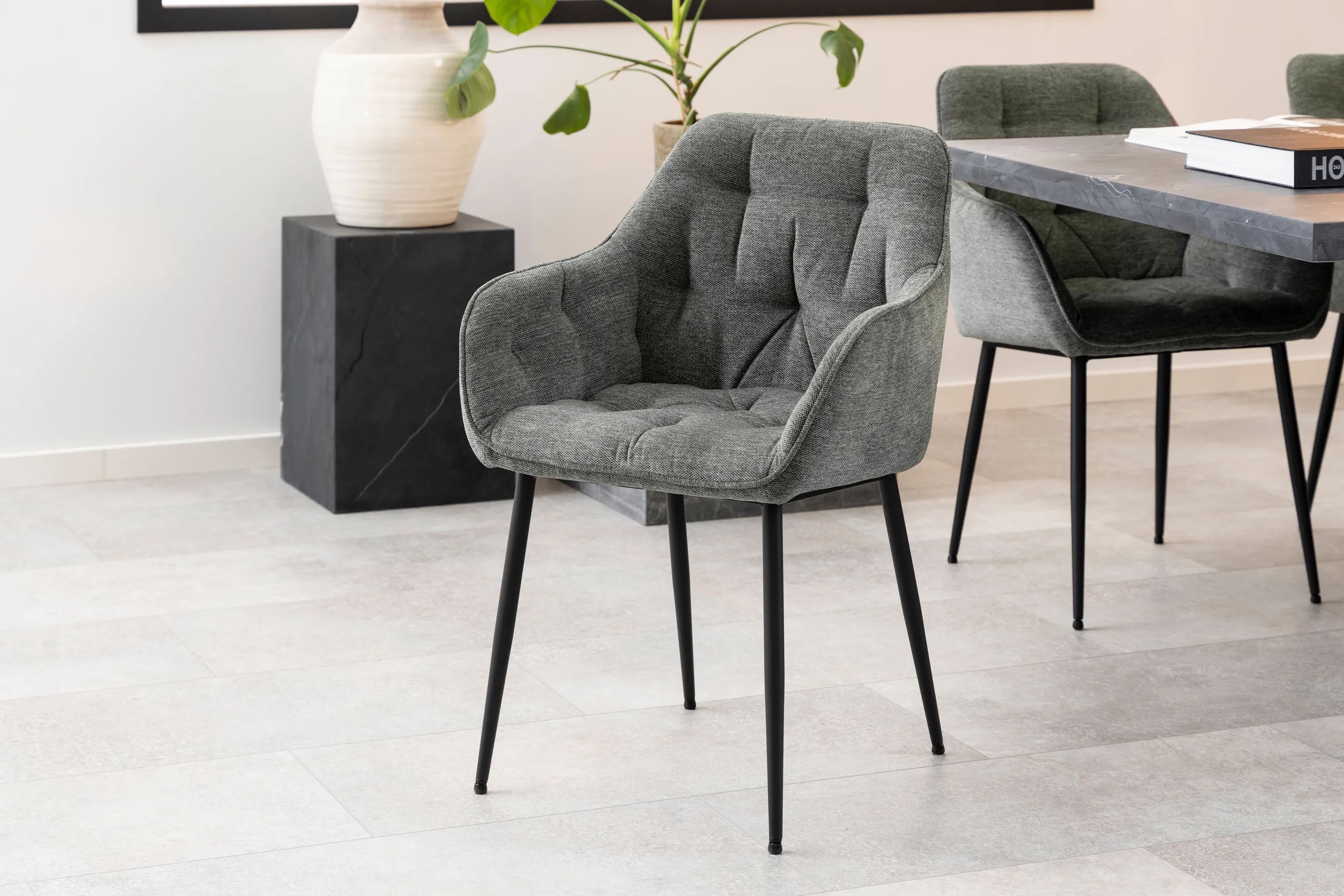 CASA Living Spisebordsstole Brooke Spisebordsstol - 2 stk. i Lys antracit/sort, 2